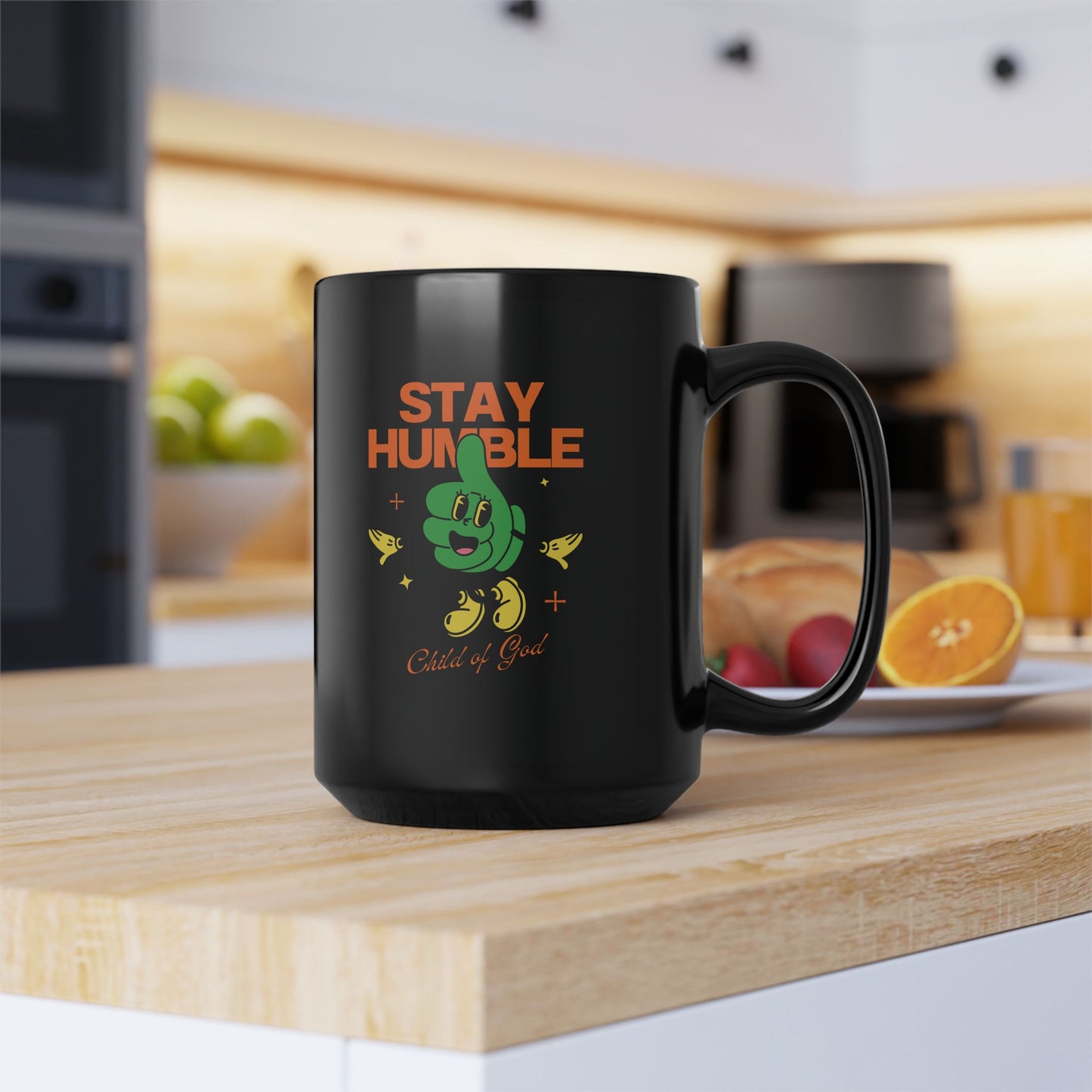 Stay Humble Black Mug, Encouraging Coffee Cup, Gift for Friends, Motivational Drinkware, Inspirational Mug for Everyday Use