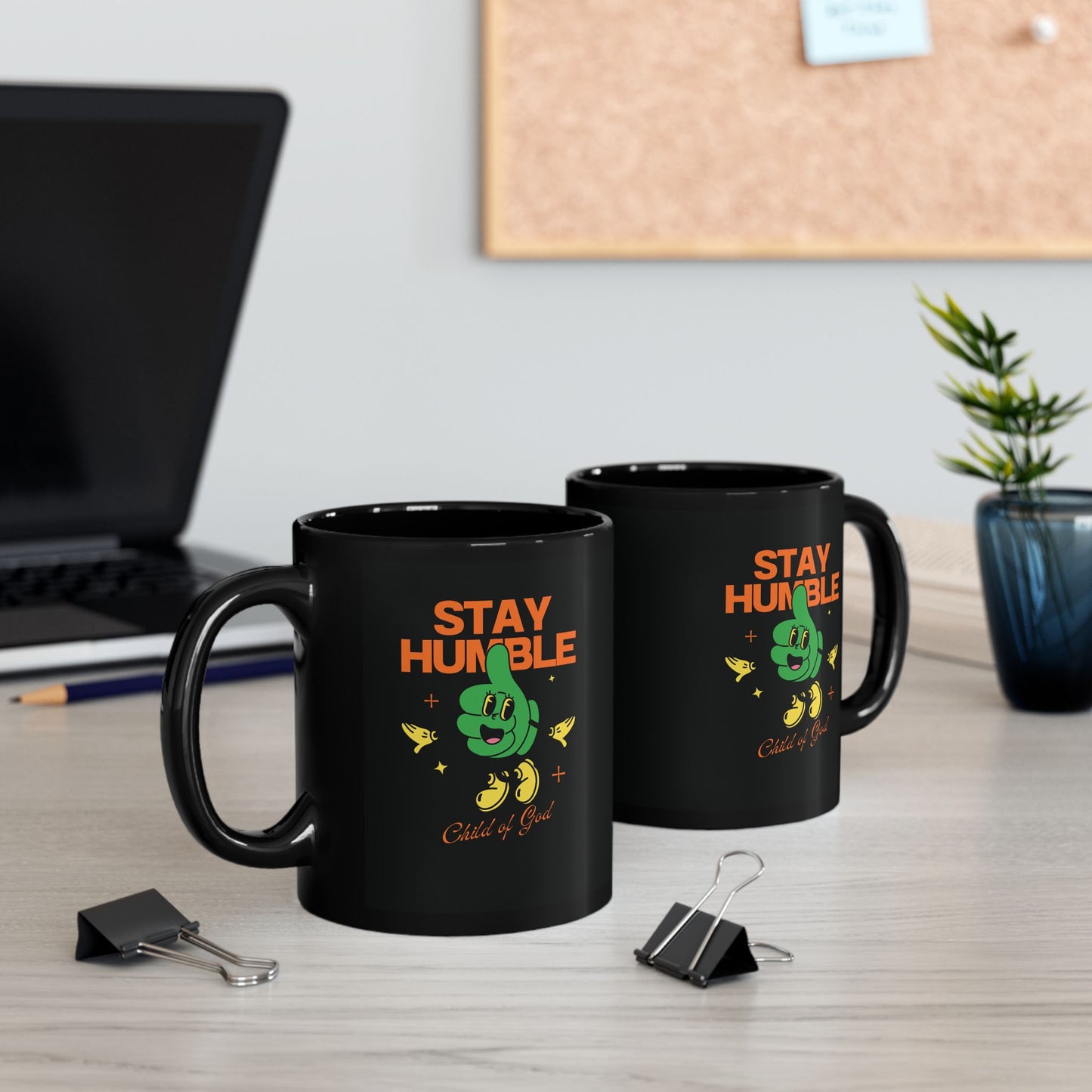Stay Humble Black Mug, Encouraging Coffee Cup, Gift for Friends, Motivational Drinkware, Inspirational Mug for Everyday Use