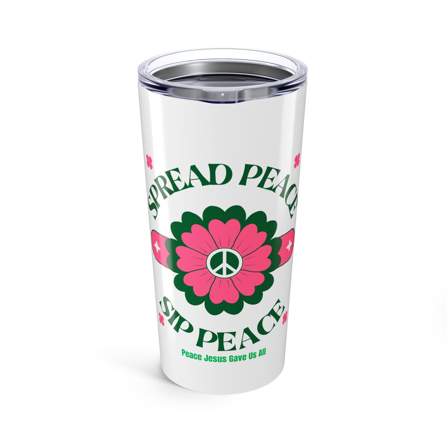 Peaceful Floral Tumbler | 20oz Travel Cup for Inspirational Sips, Perfect Gift for Teachers, Friends, Spiritual Gifts, Coffee Lovers