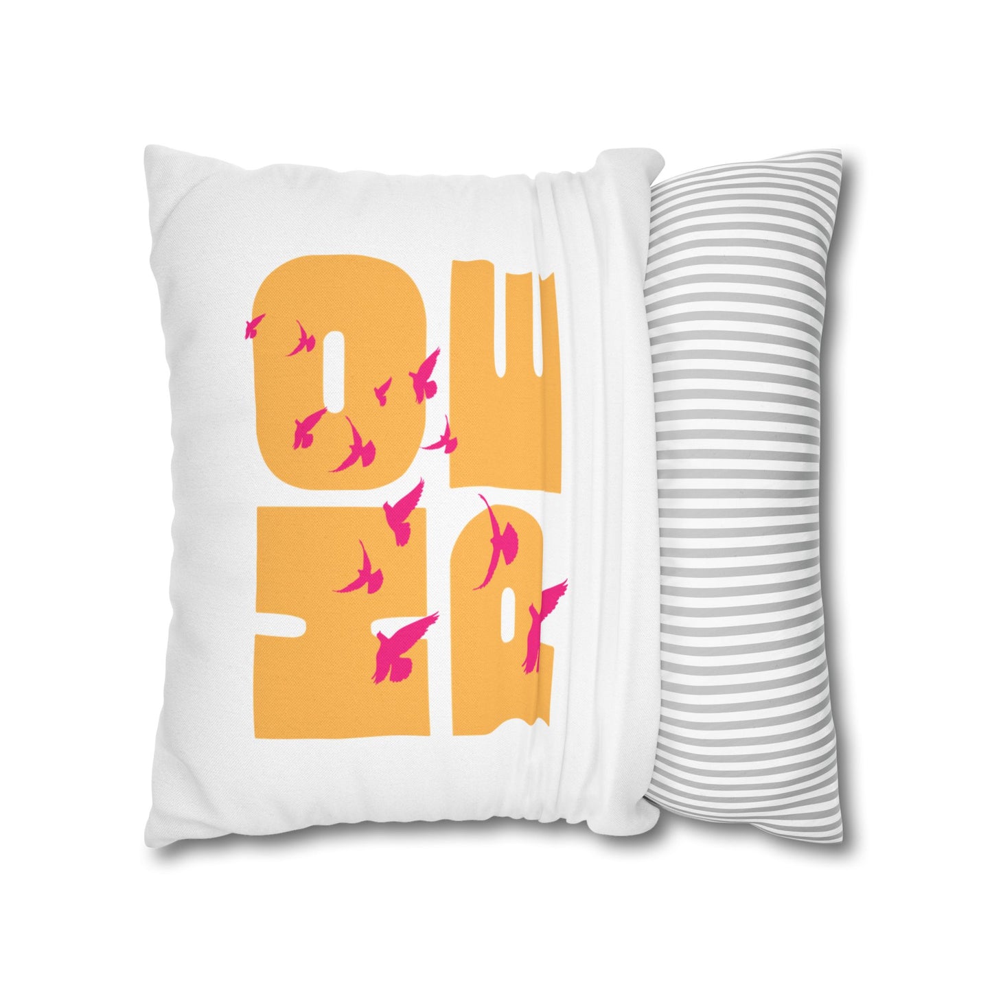 Hopeful Birds Square Pillowcase - Inspirational Home Decor, Cozy Cushion, Gift for Friends, Modern Living Room Accent, Motivational Decor