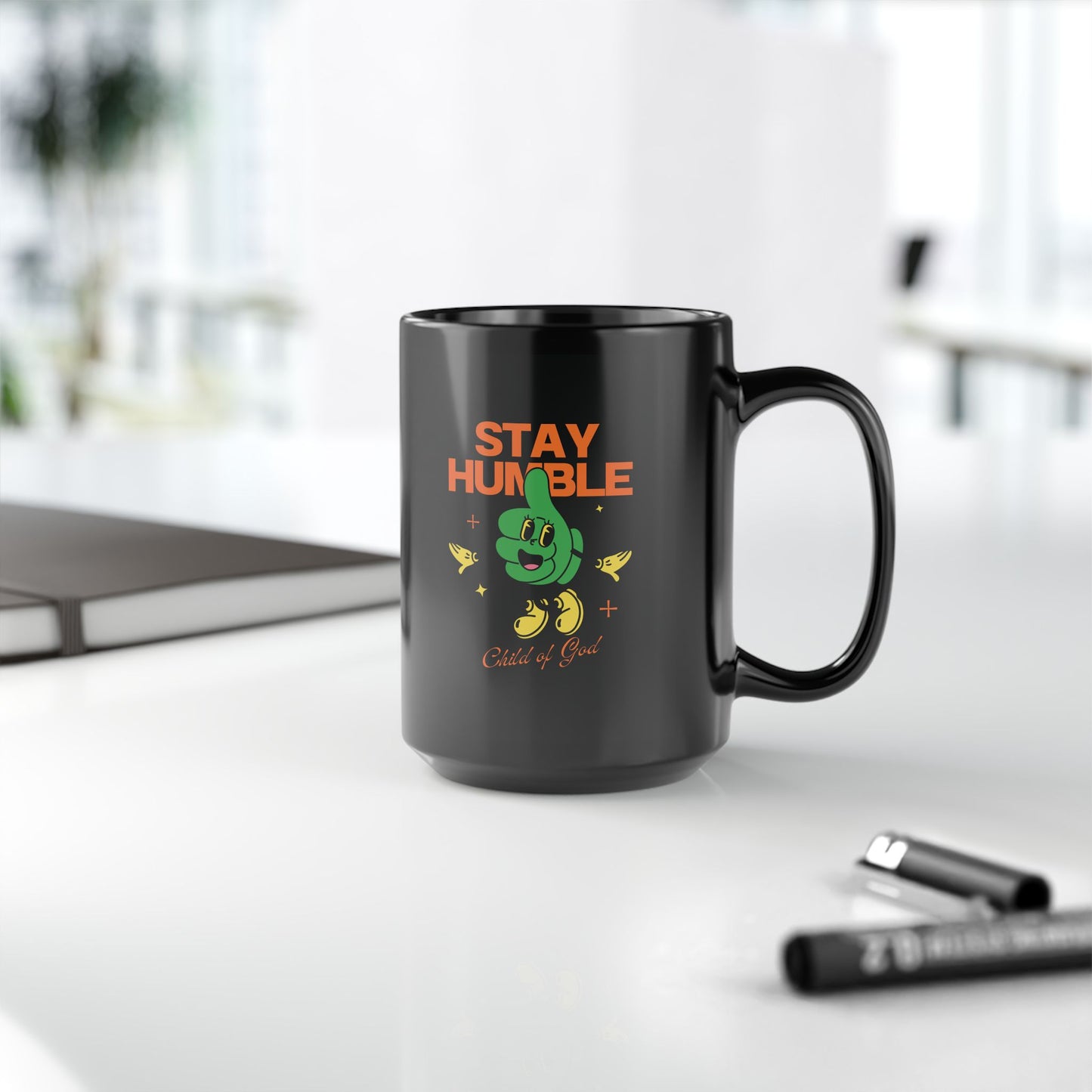 Stay Humble Black Mug, Encouraging Coffee Cup, Gift for Friends, Motivational Drinkware, Inspirational Mug for Everyday Use
