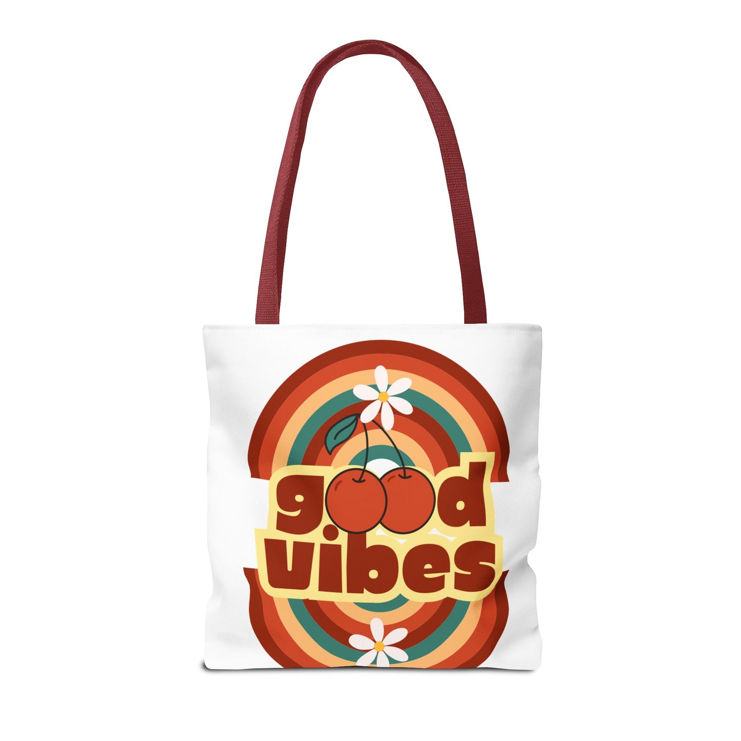 Good Vibes Retro Tote Bag, Chic Carryall, Perfect for Beach Days, Festivals, Everyday Use, Eco-Friendly Shopping