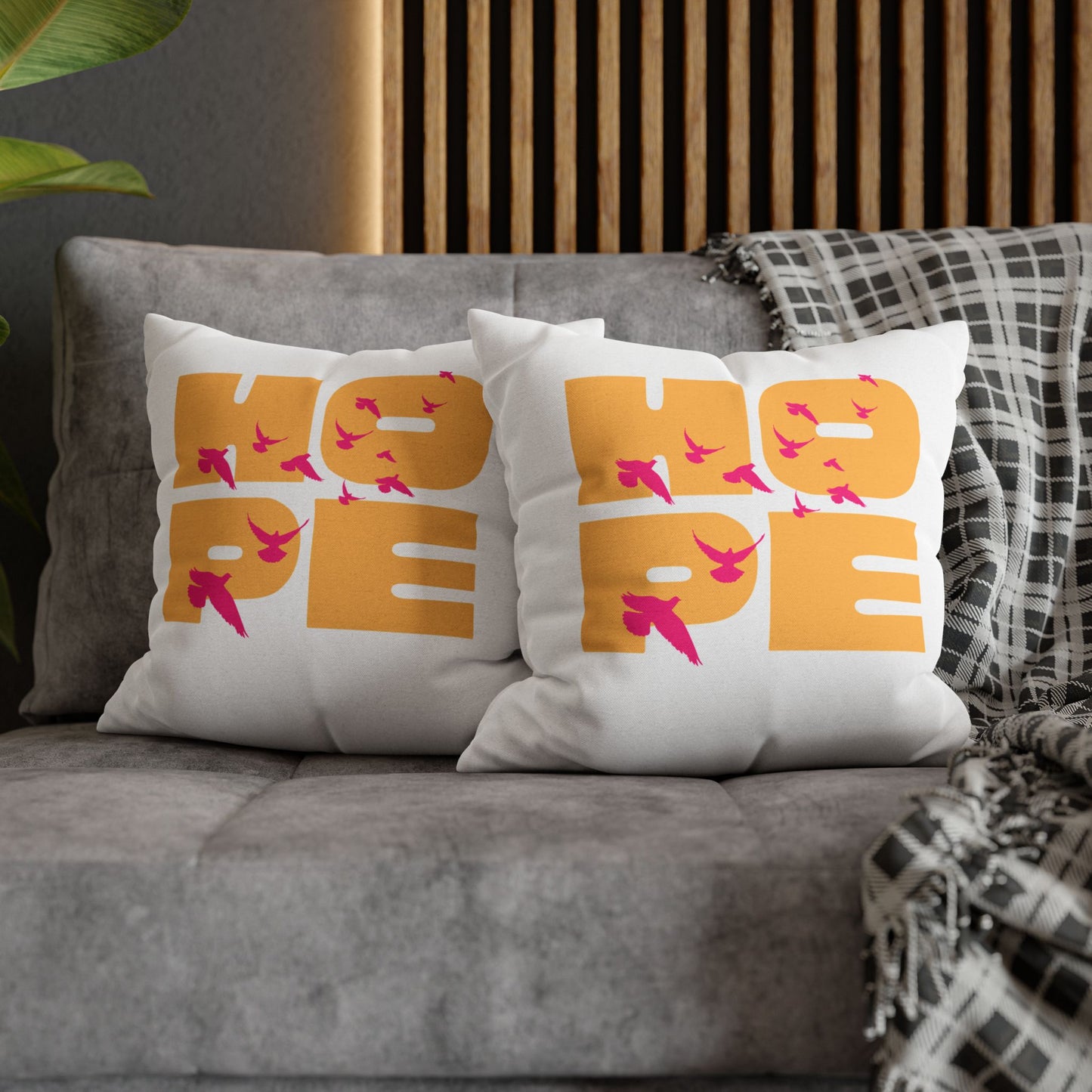 Hopeful Birds Square Pillowcase - Inspirational Home Decor, Cozy Cushion, Gift for Friends, Modern Living Room Accent, Motivational Decor