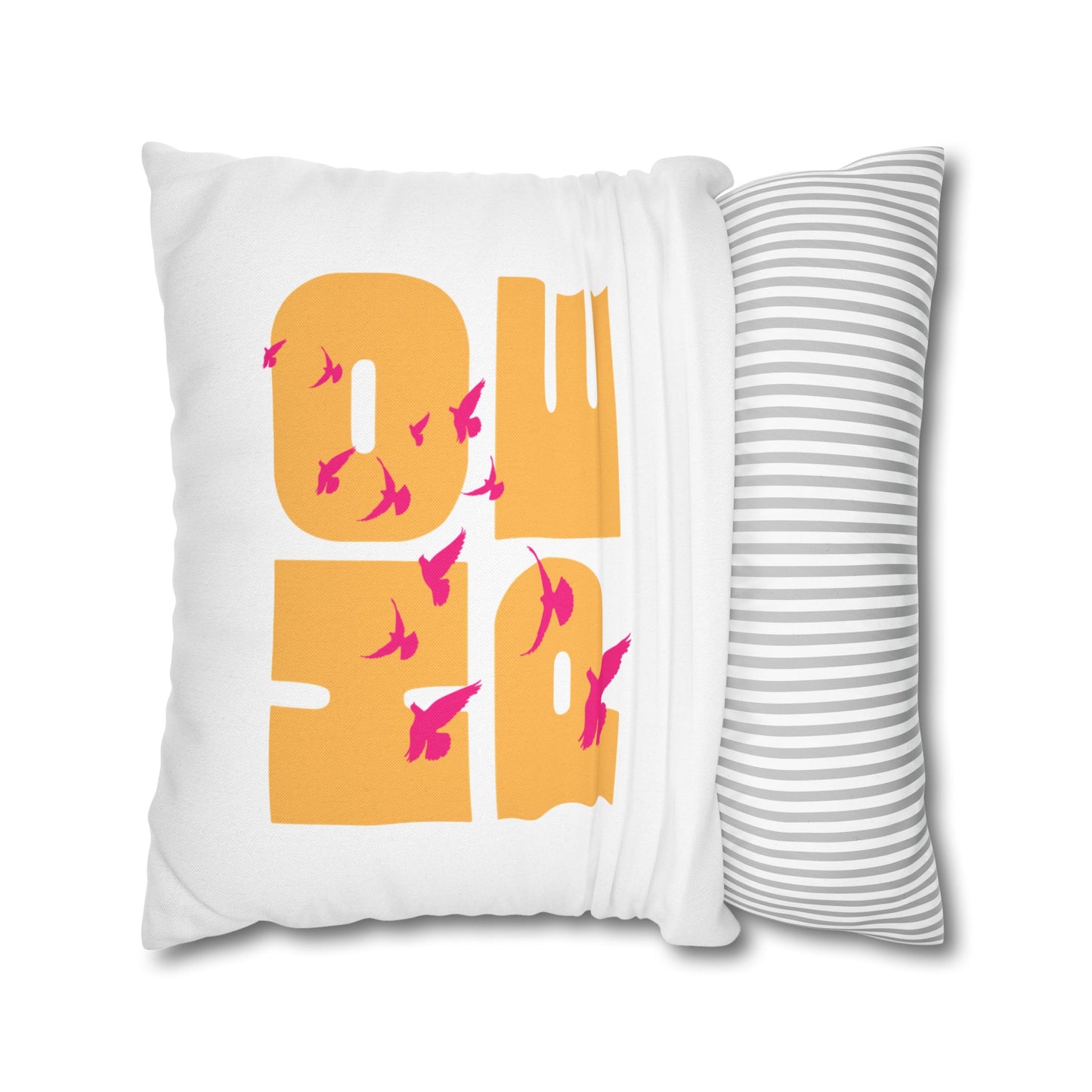 Hopeful Birds Square Pillowcase - Inspirational Home Decor, Cozy Cushion, Gift for Friends, Modern Living Room Accent, Motivational Decor