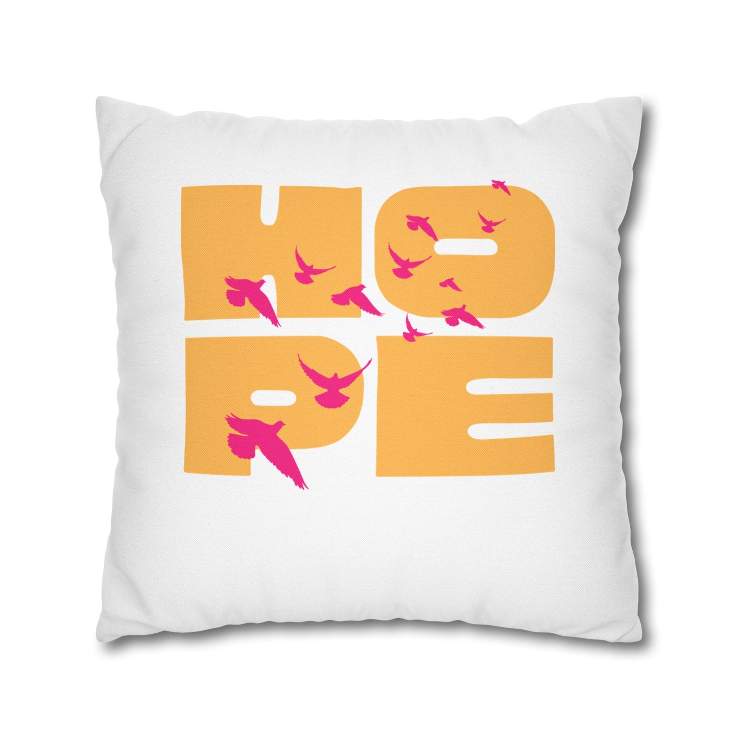 Hopeful Birds Square Pillowcase - Inspirational Home Decor, Cozy Cushion, Gift for Friends, Modern Living Room Accent, Motivational Decor