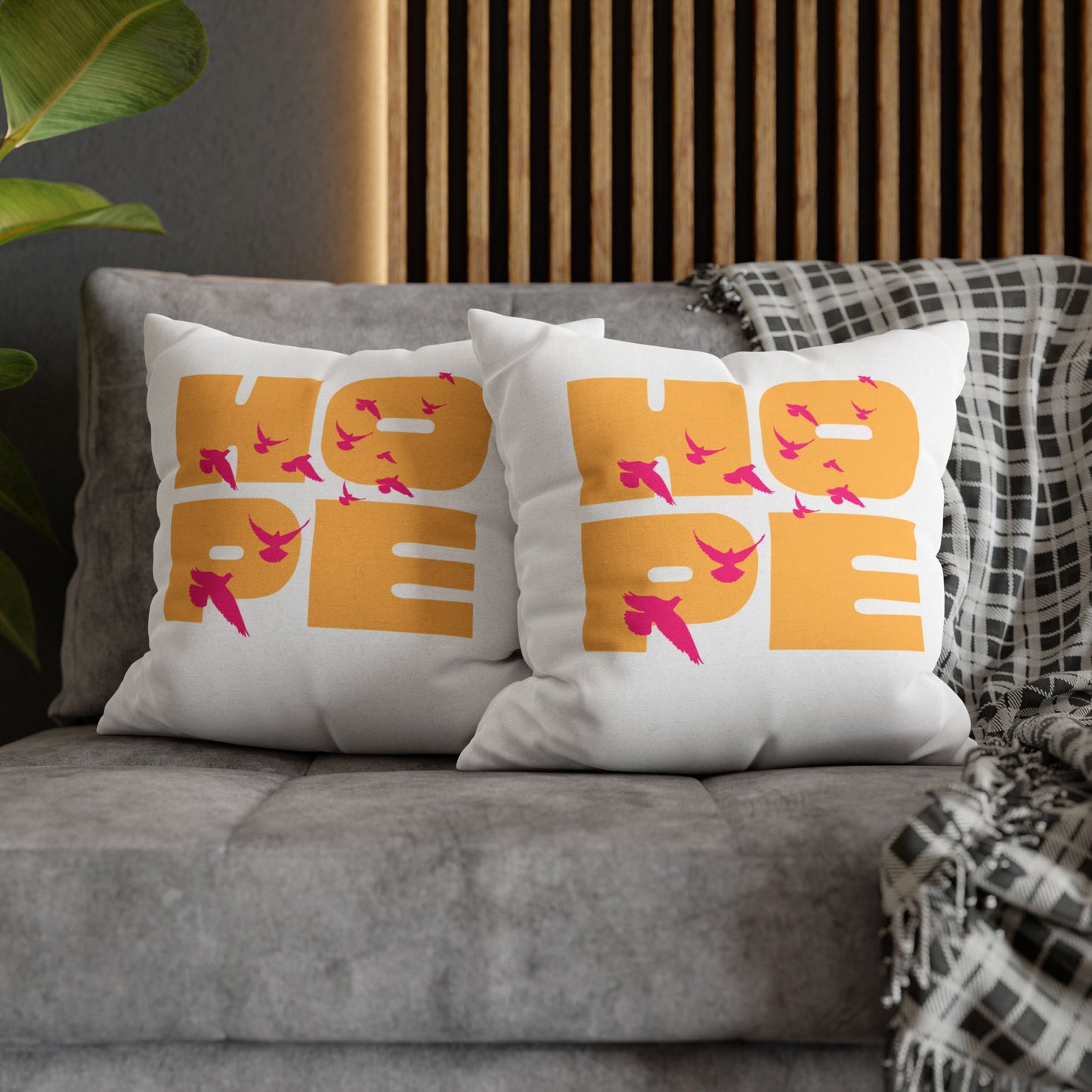 Hopeful Birds Square Pillowcase - Inspirational Home Decor, Cozy Cushion, Gift for Friends, Modern Living Room Accent, Motivational Decor
