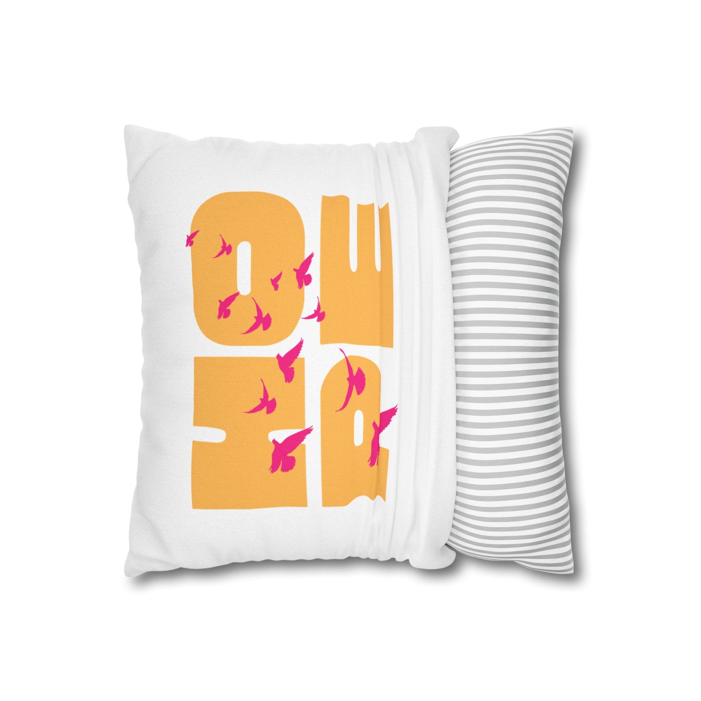 Hopeful Birds Square Pillowcase - Inspirational Home Decor, Cozy Cushion, Gift for Friends, Modern Living Room Accent, Motivational Decor
