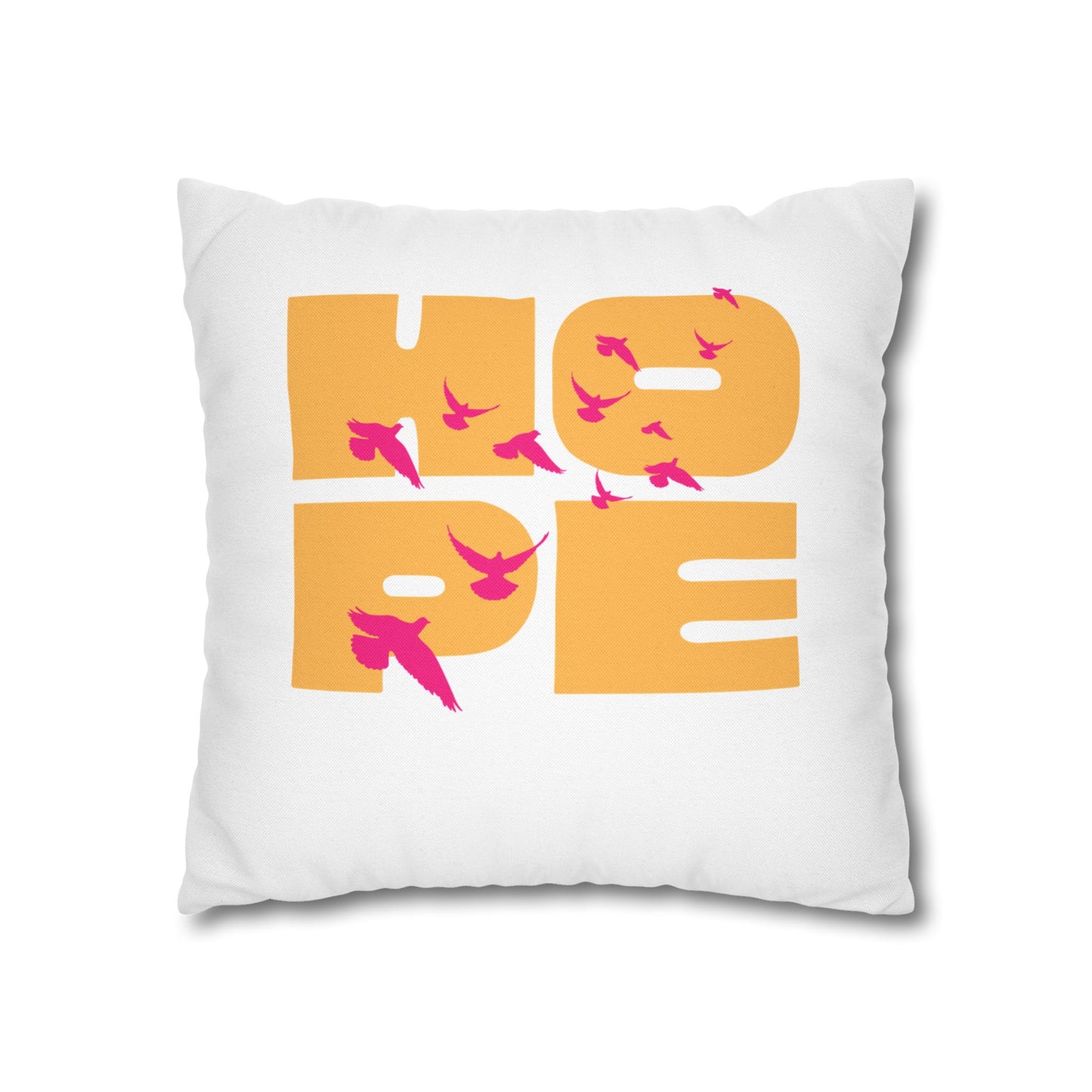Hopeful Birds Square Pillowcase - Inspirational Home Decor, Cozy Cushion, Gift for Friends, Modern Living Room Accent, Motivational Decor