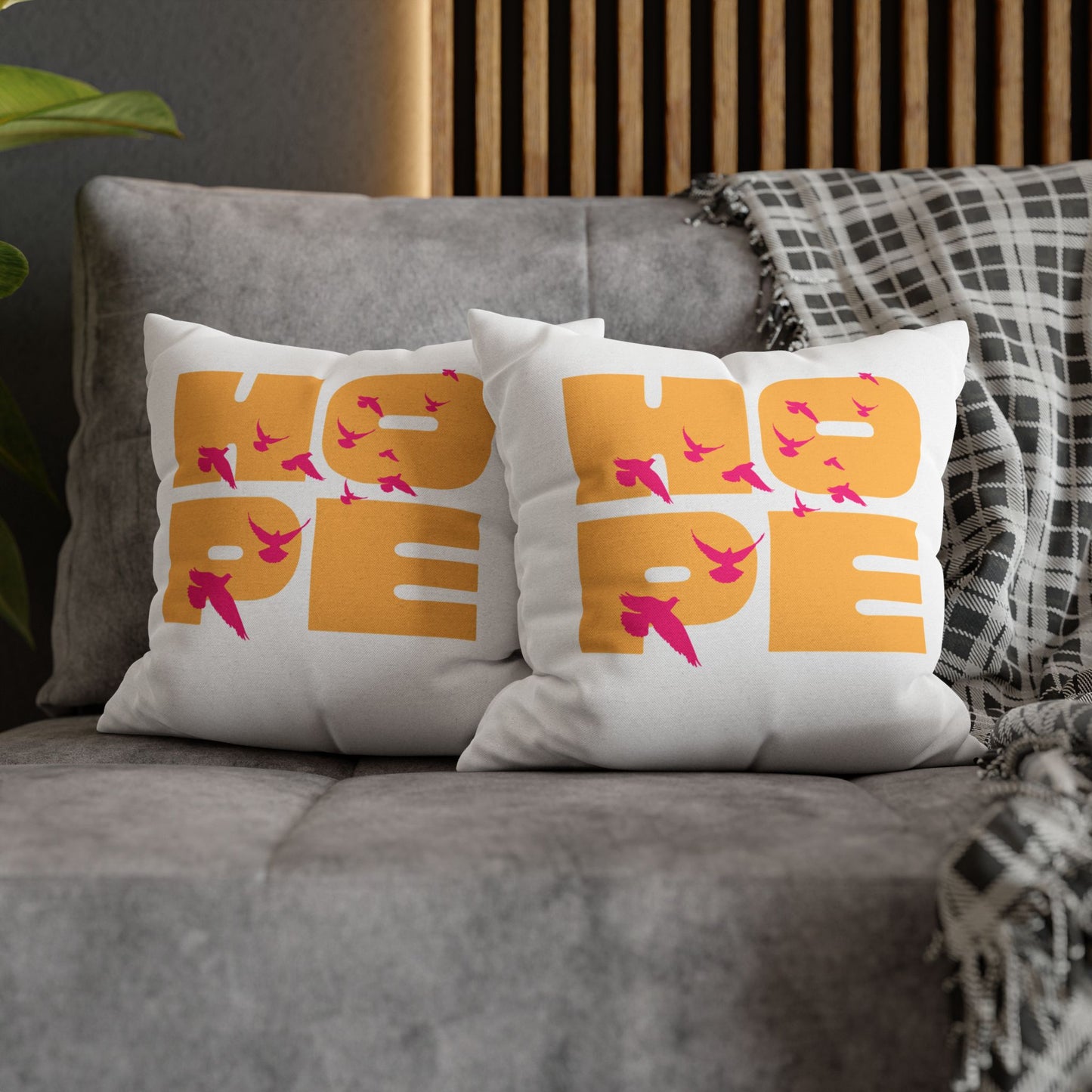 Hopeful Birds Square Pillowcase - Inspirational Home Decor, Cozy Cushion, Gift for Friends, Modern Living Room Accent, Motivational Decor