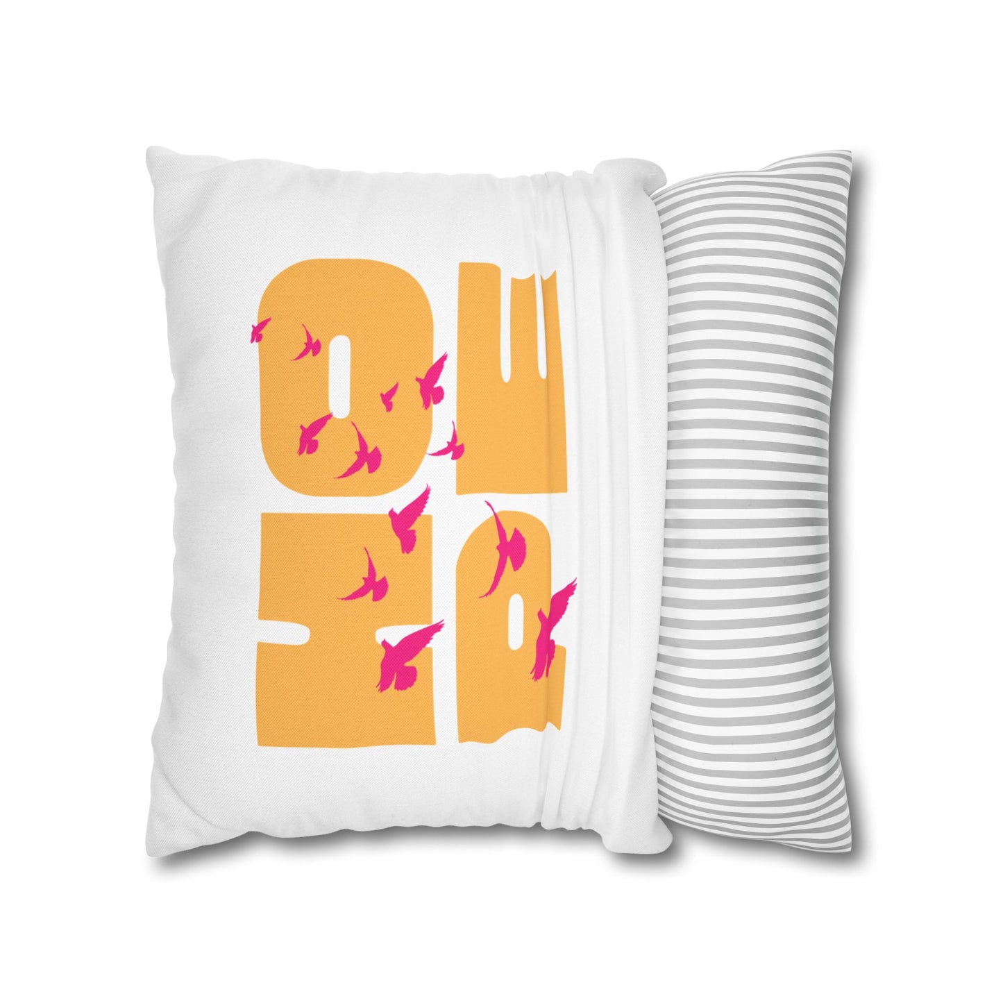 Hopeful Birds Square Pillowcase - Inspirational Home Decor, Cozy Cushion, Gift for Friends, Modern Living Room Accent, Motivational Decor