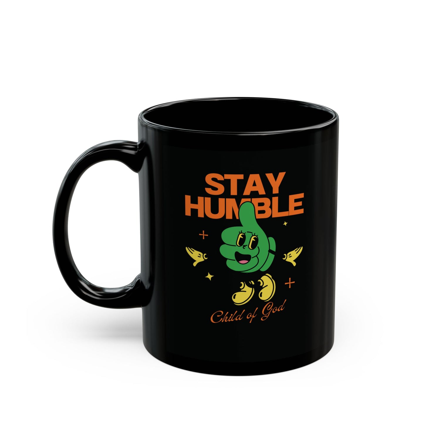 Stay Humble Black Mug, Encouraging Coffee Cup, Gift for Friends, Motivational Drinkware, Inspirational Mug for Everyday Use