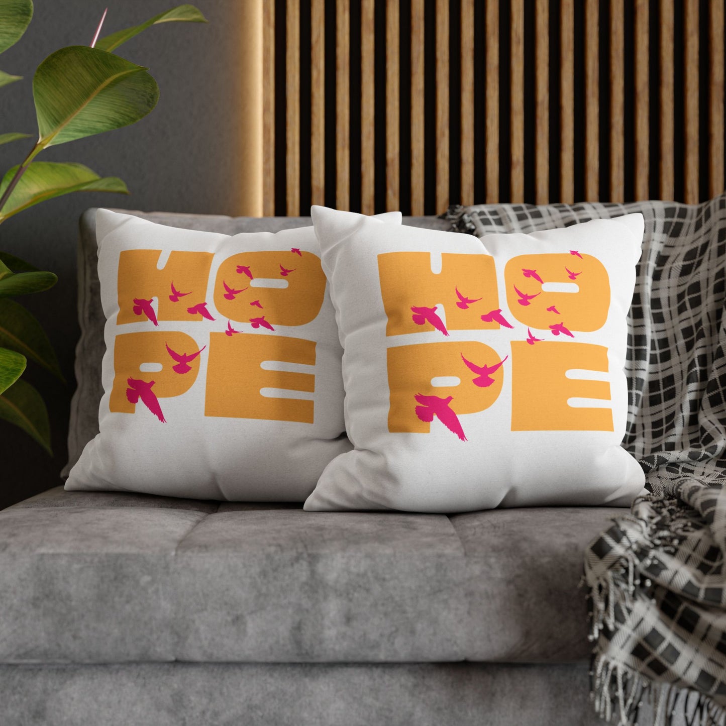 Hopeful Birds Square Pillowcase - Inspirational Home Decor, Cozy Cushion, Gift for Friends, Modern Living Room Accent, Motivational Decor