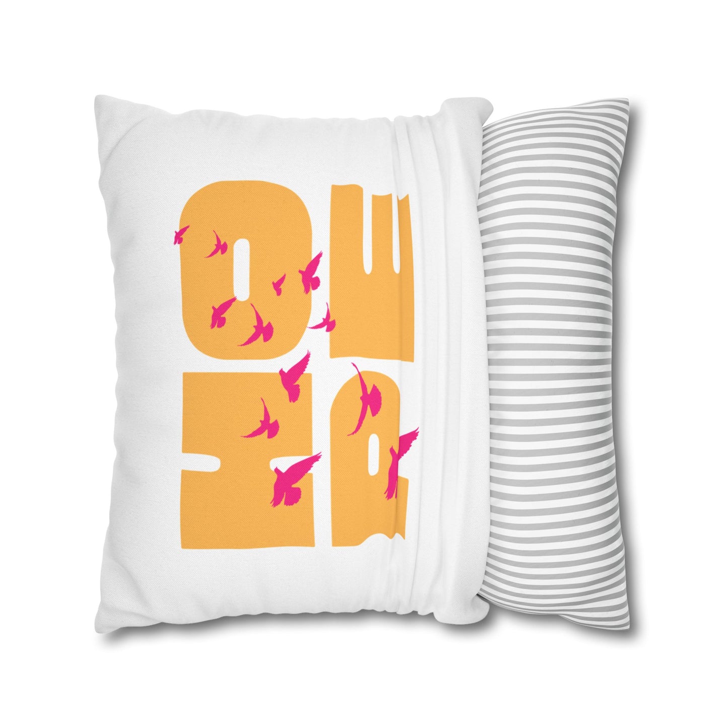 Hopeful Birds Square Pillowcase - Inspirational Home Decor, Cozy Cushion, Gift for Friends, Modern Living Room Accent, Motivational Decor