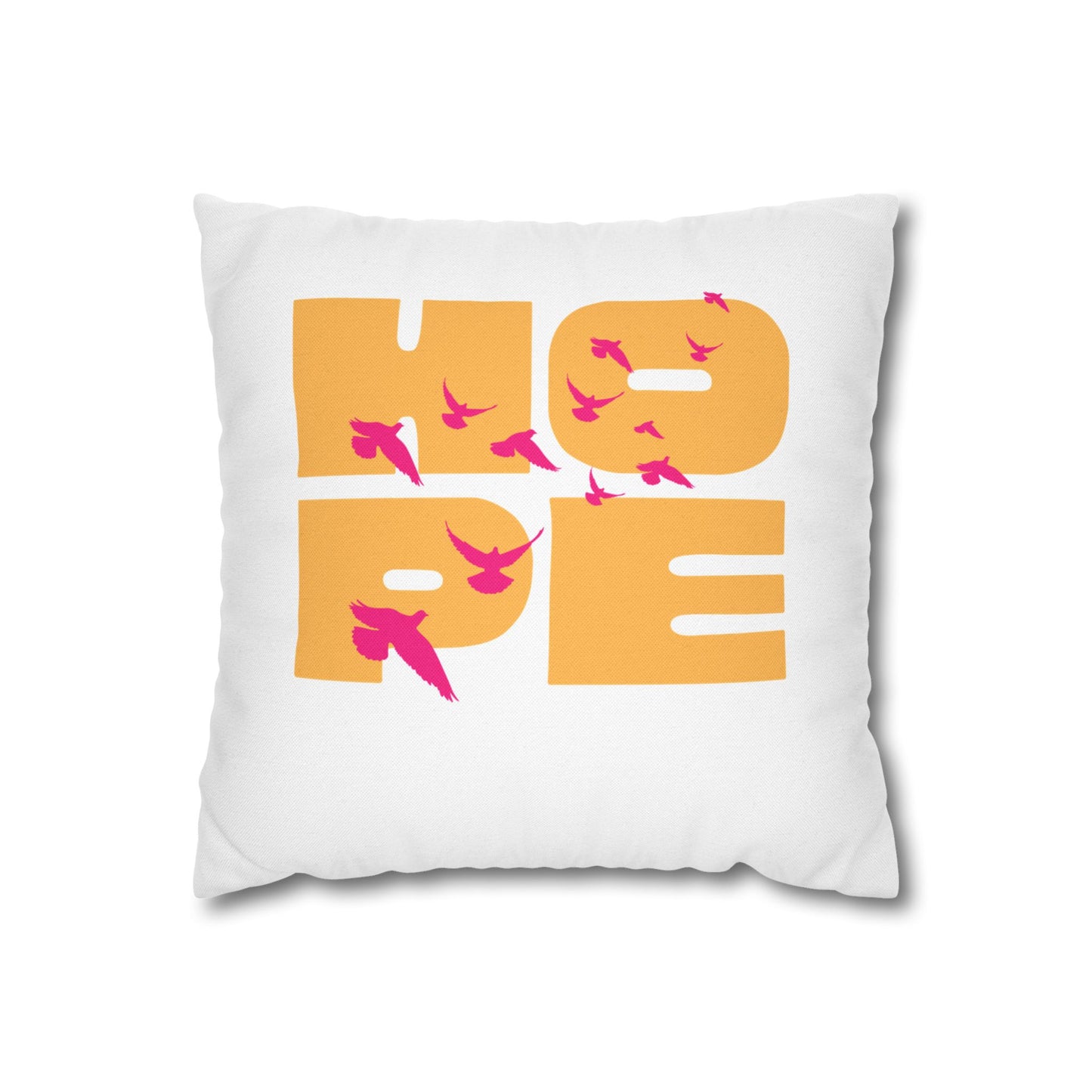 Hopeful Birds Square Pillowcase - Inspirational Home Decor, Cozy Cushion, Gift for Friends, Modern Living Room Accent, Motivational Decor