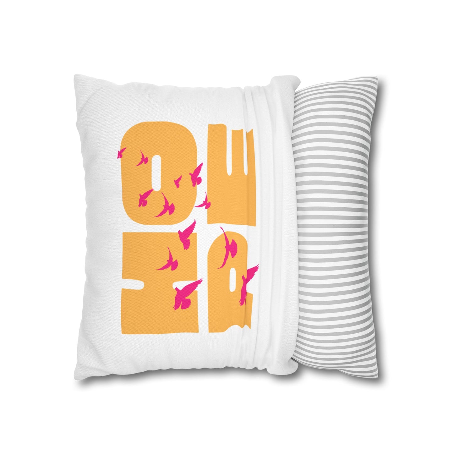 Hopeful Birds Square Pillowcase - Inspirational Home Decor, Cozy Cushion, Gift for Friends, Modern Living Room Accent, Motivational Decor