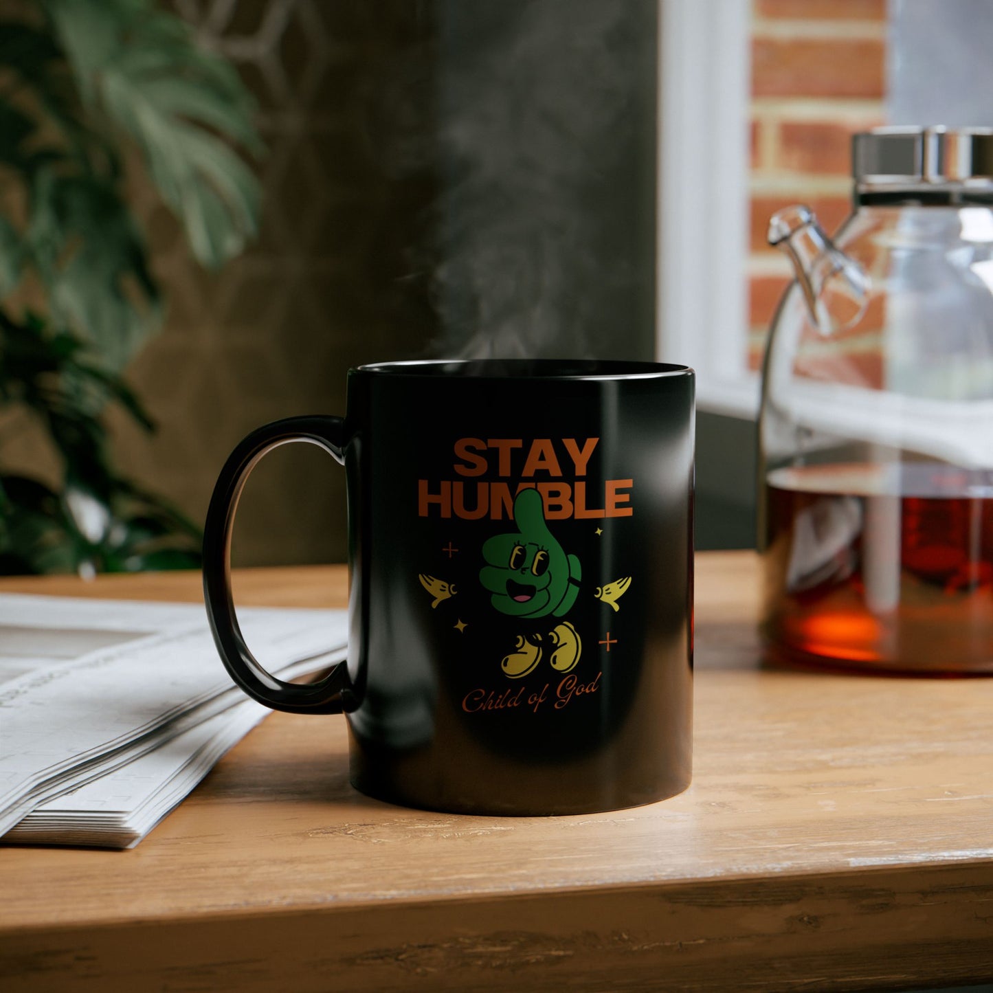 Stay Humble Black Mug, Encouraging Coffee Cup, Gift for Friends, Motivational Drinkware, Inspirational Mug for Everyday Use