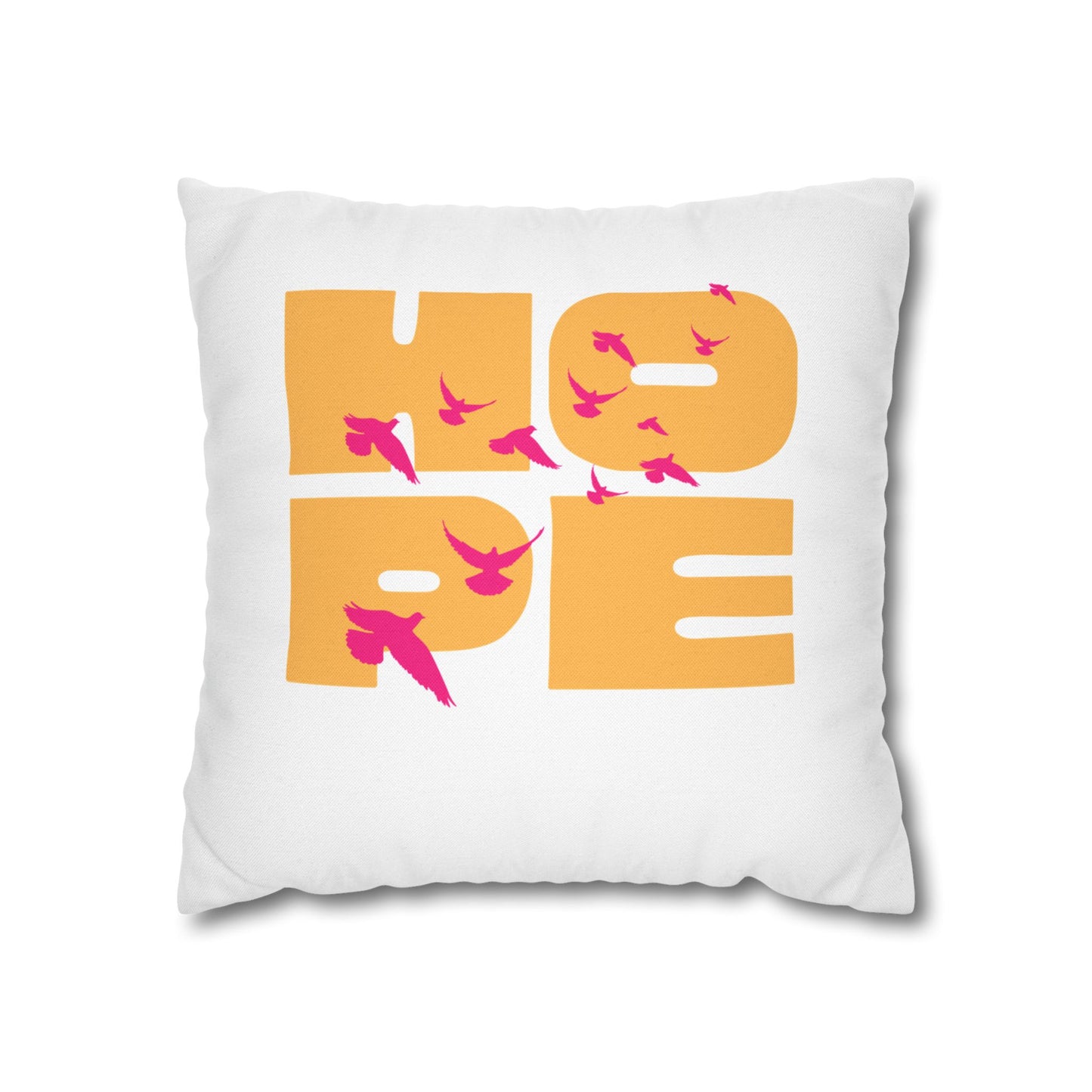 Hopeful Birds Square Pillowcase - Inspirational Home Decor, Cozy Cushion, Gift for Friends, Modern Living Room Accent, Motivational Decor