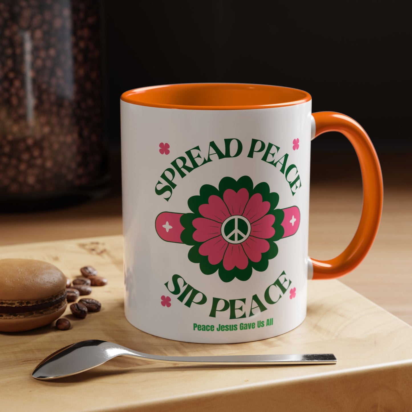 Accent Coffee Mug Ceramic Mug – Spread Peace & Sip Peace (11, 15oz)