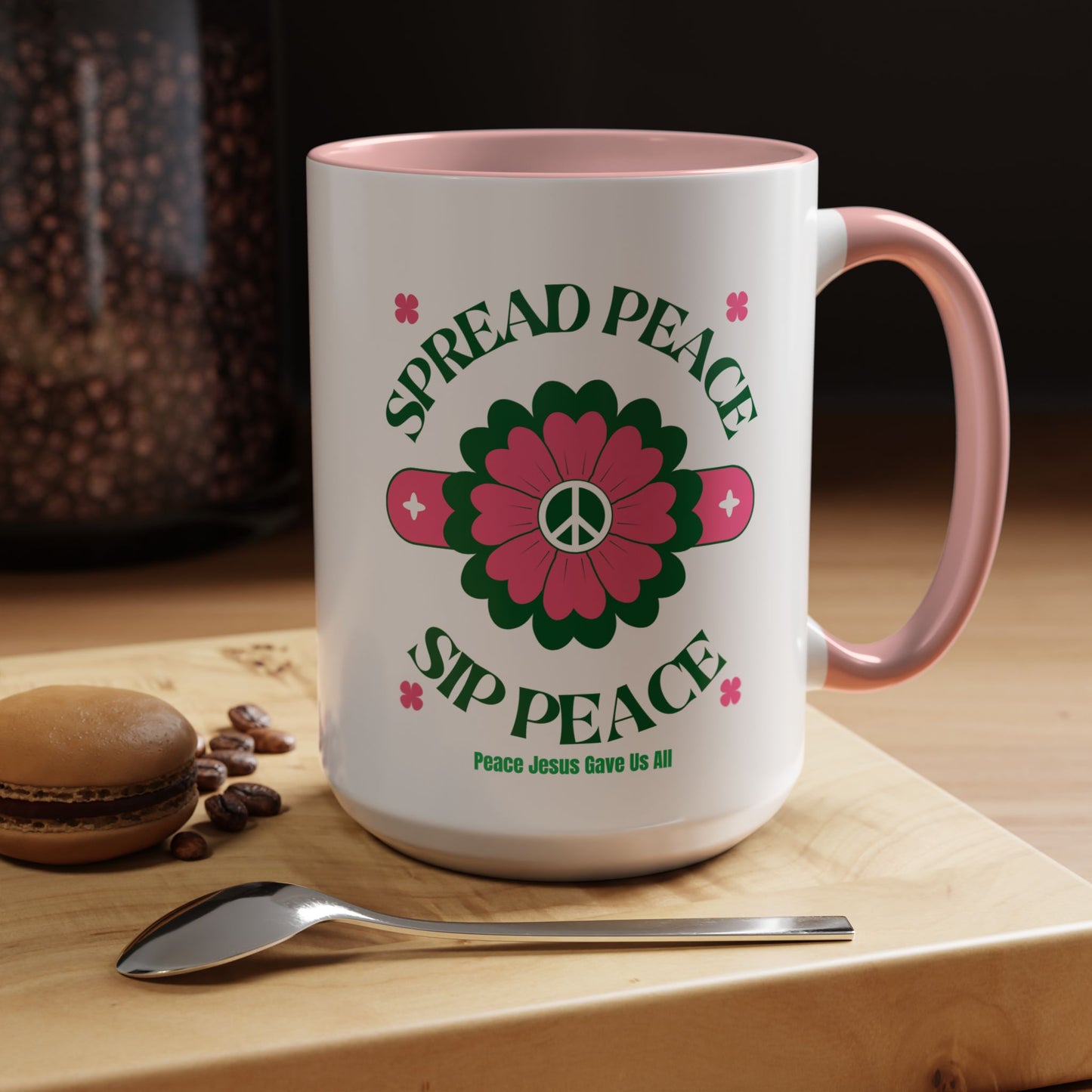 Accent Coffee Mug Ceramic Mug – Spread Peace & Sip Peace (11, 15oz)