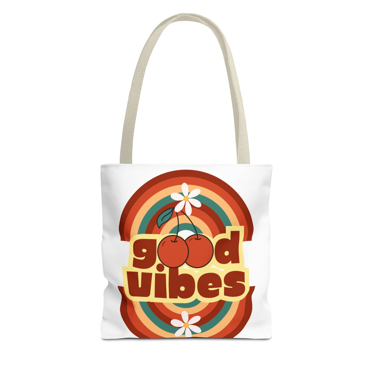 Good Vibes Retro Tote Bag, Chic Carryall, Perfect for Beach Days, Festivals, Everyday Use, Eco-Friendly Shopping