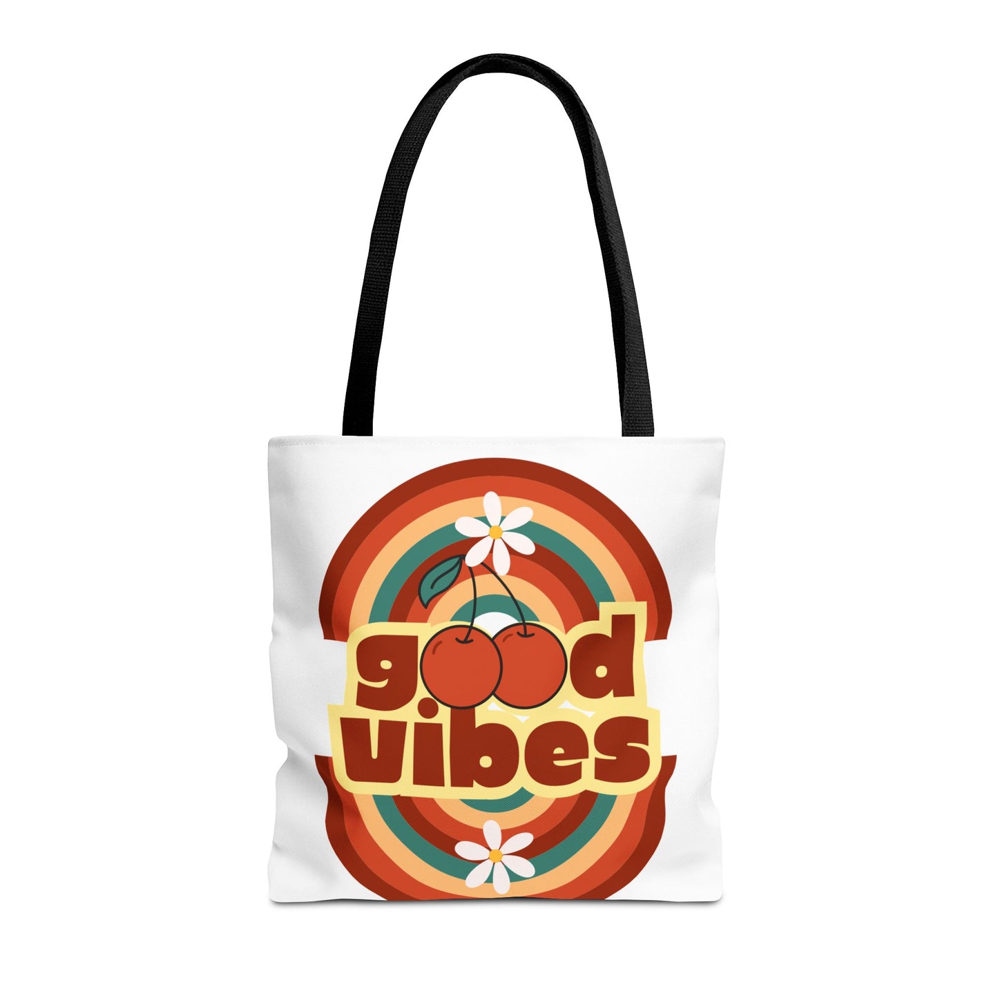 Good Vibes Retro Tote Bag, Chic Carryall, Perfect for Beach Days, Festivals, Everyday Use, Eco-Friendly Shopping