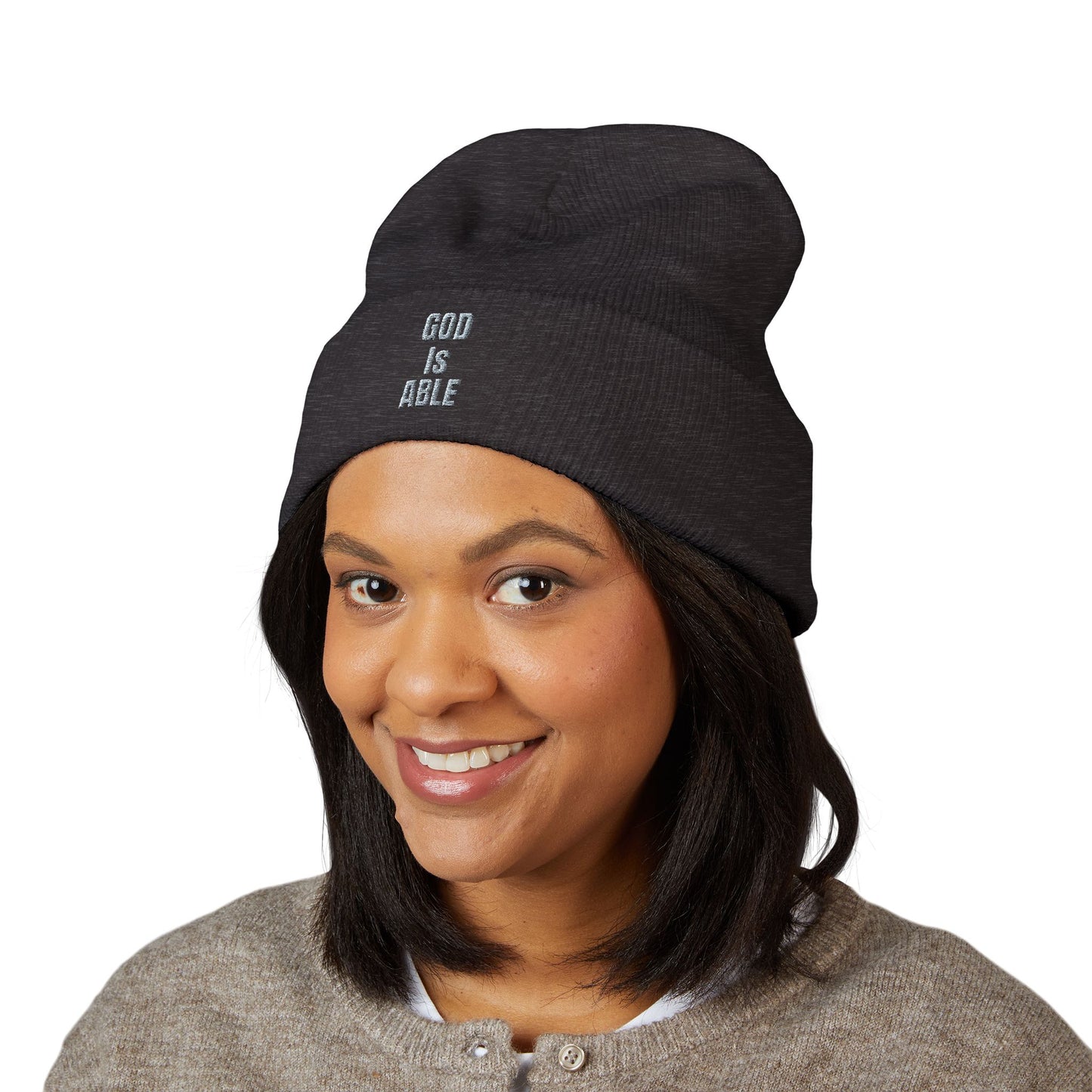Embroidered Inspirational Beanie, Classic Cuffed Beanie, Cozy Winter Hat, Faith-Based Gift, Everyday Wear, Unique Accessory