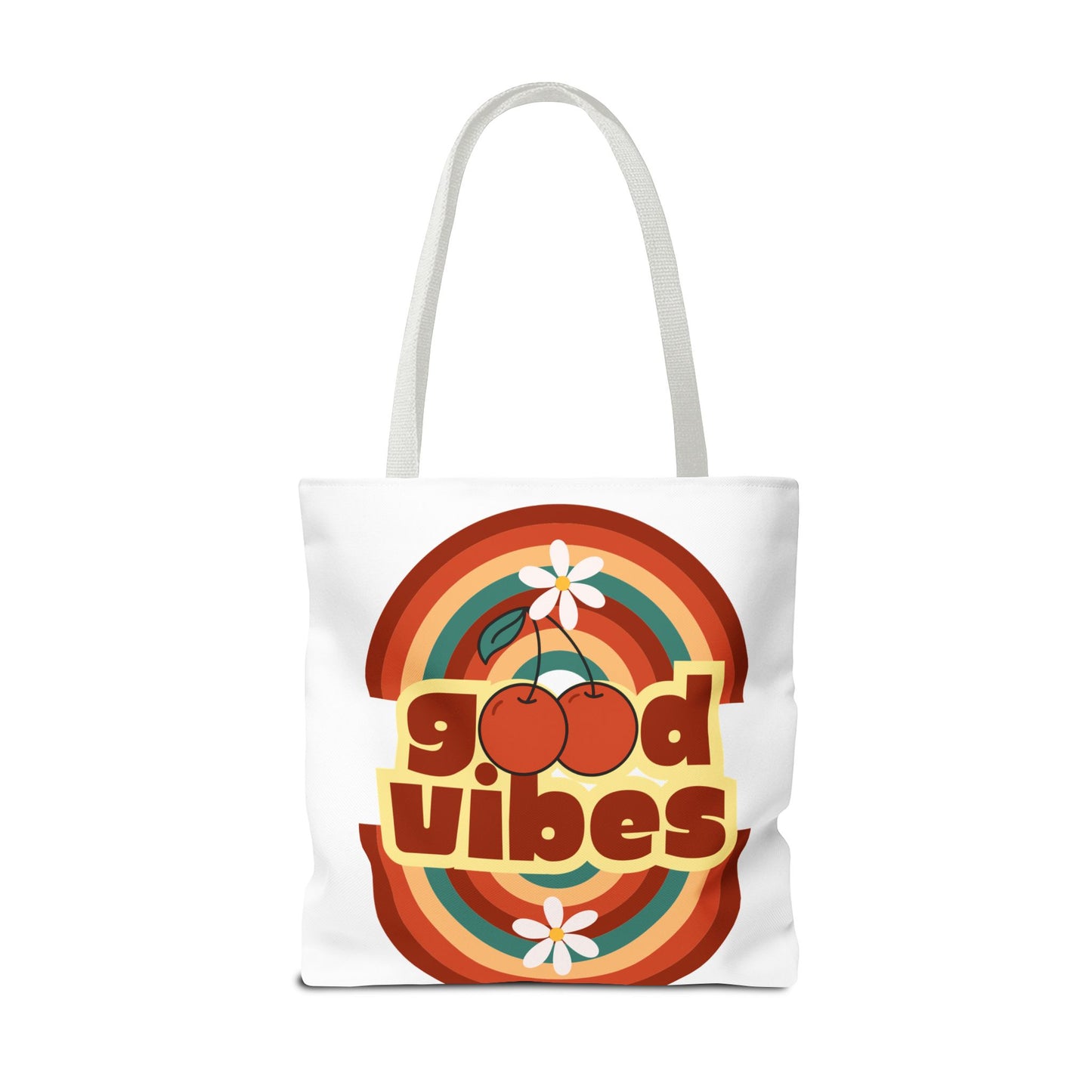 Good Vibes Retro Tote Bag, Chic Carryall, Perfect for Beach Days, Festivals, Everyday Use, Eco-Friendly Shopping