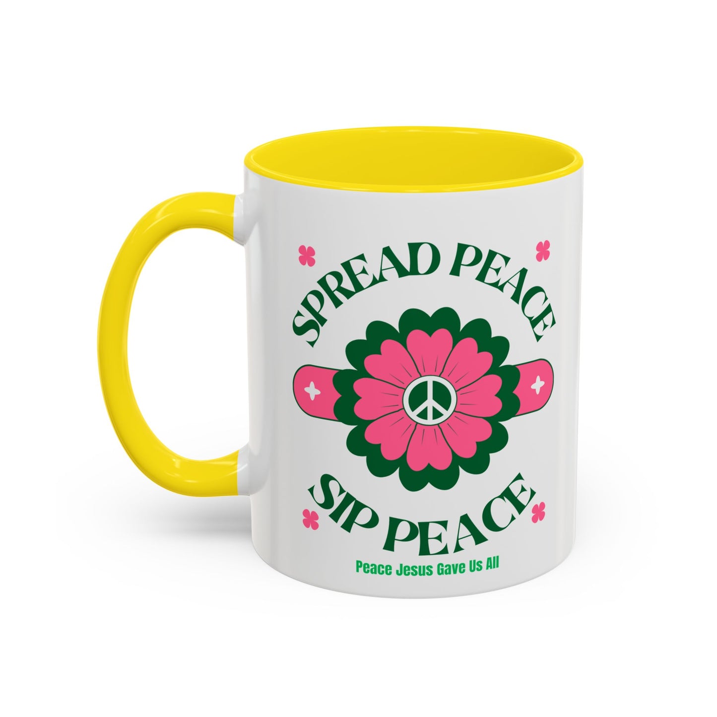 Accent Coffee Mug Ceramic Mug – Spread Peace & Sip Peace (11, 15oz)