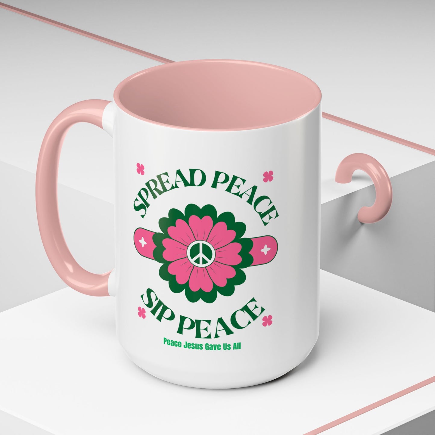 Accent Coffee Mug Ceramic Mug – Spread Peace & Sip Peace (11, 15oz)