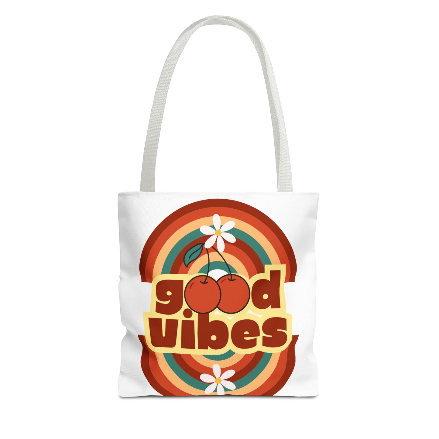 Good Vibes Retro Tote Bag, Chic Carryall, Perfect for Beach Days, Festivals, Everyday Use, Eco-Friendly Shopping