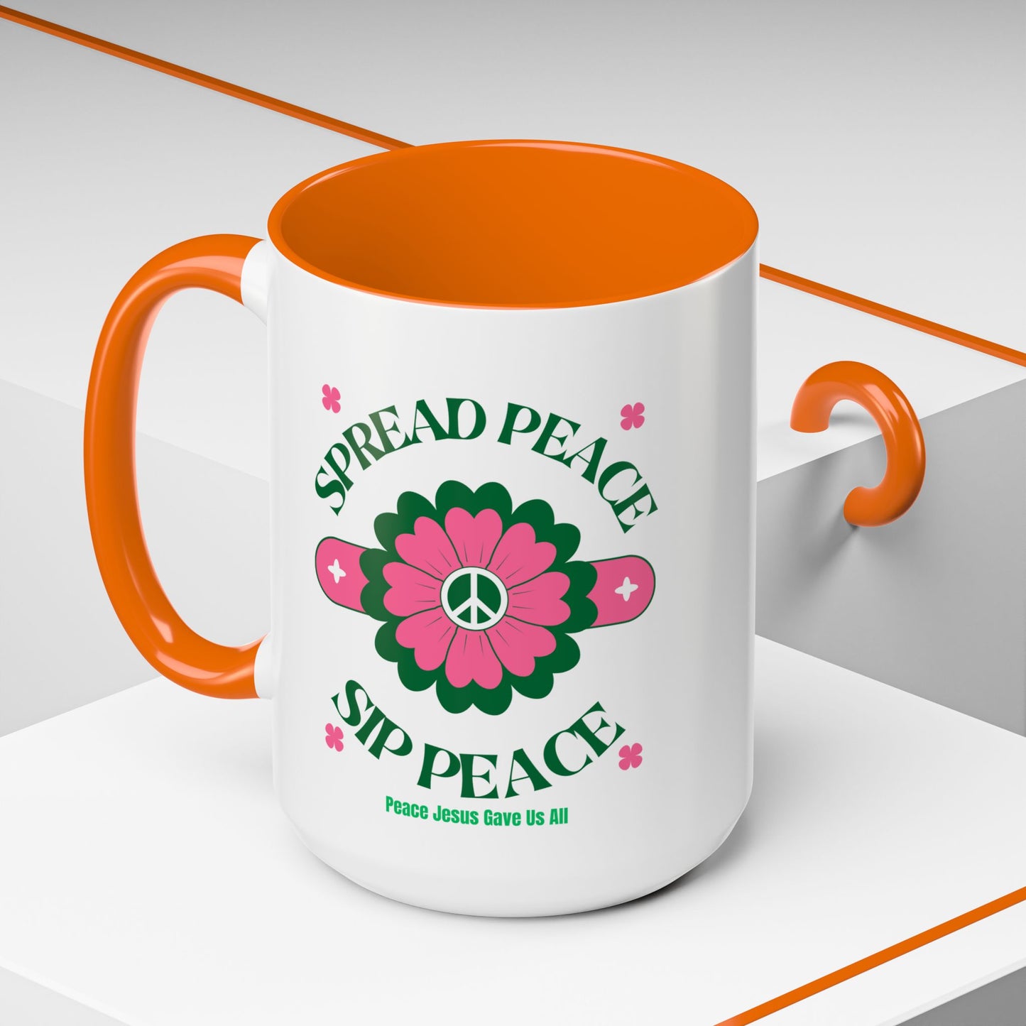 Accent Coffee Mug Ceramic Mug – Spread Peace & Sip Peace (11, 15oz)