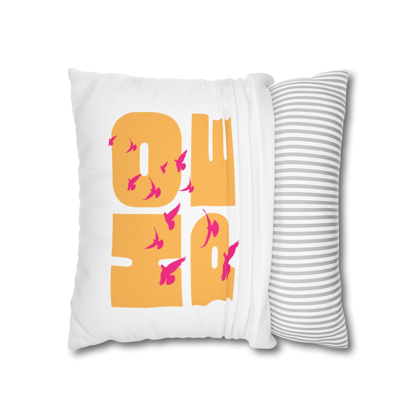 Hopeful Birds Square Pillowcase - Inspirational Home Decor, Cozy Cushion, Gift for Friends, Modern Living Room Accent, Motivational Decor