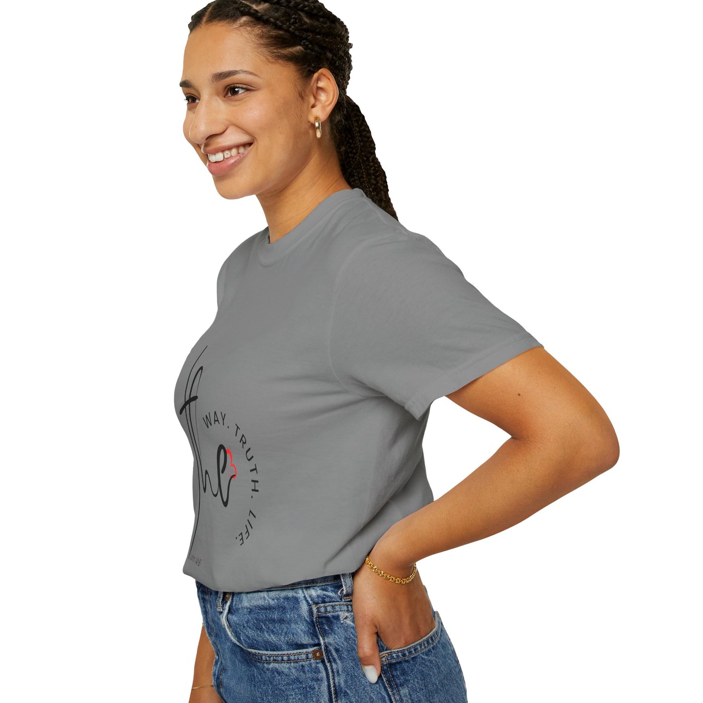 Faith-Inspired Garment-Dyed Tee – The Way, The Truth, The Life | Christian Apparel, Bible Verse T-Shirt, Religious Gift