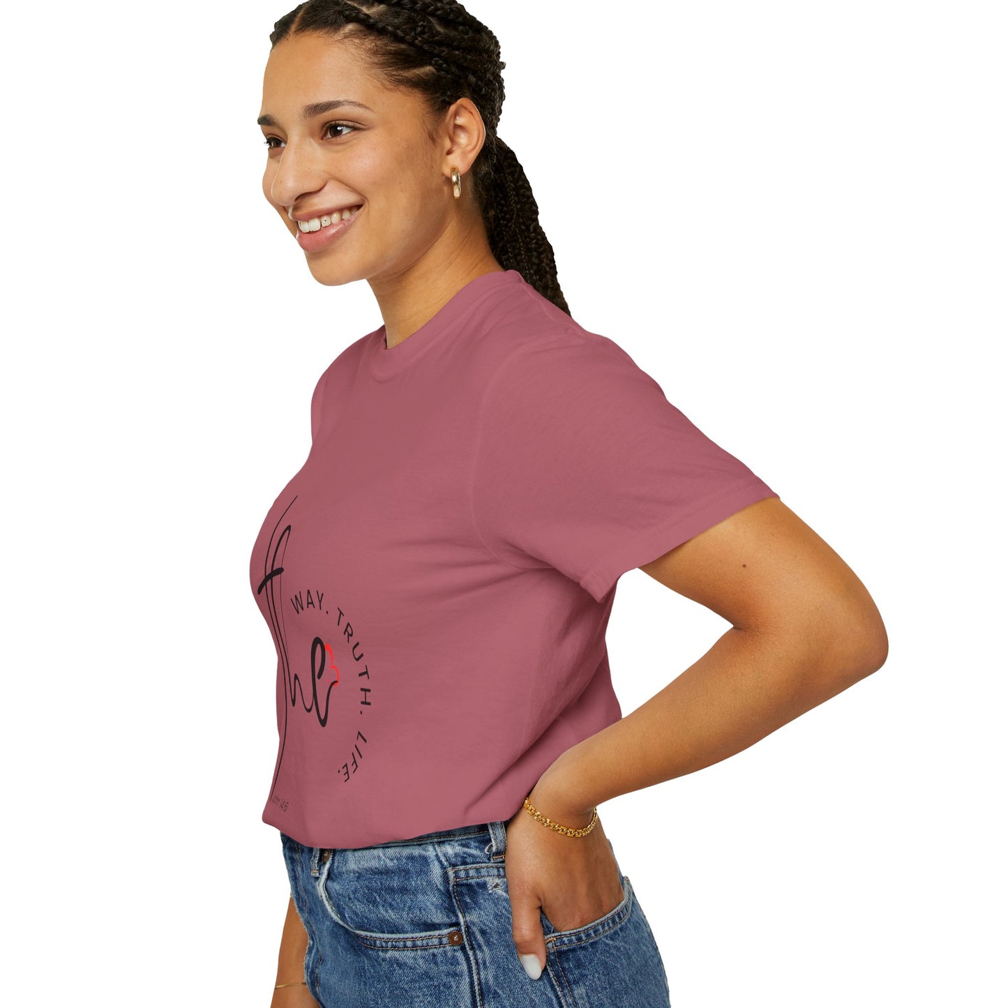 Faith-Inspired Garment-Dyed Tee – The Way, The Truth, The Life | Christian Apparel, Bible Verse T-Shirt, Religious Gift