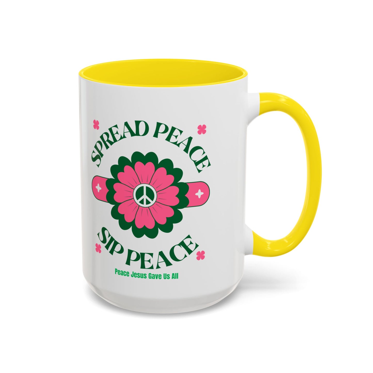 Accent Coffee Mug Ceramic Mug – Spread Peace & Sip Peace (11, 15oz)