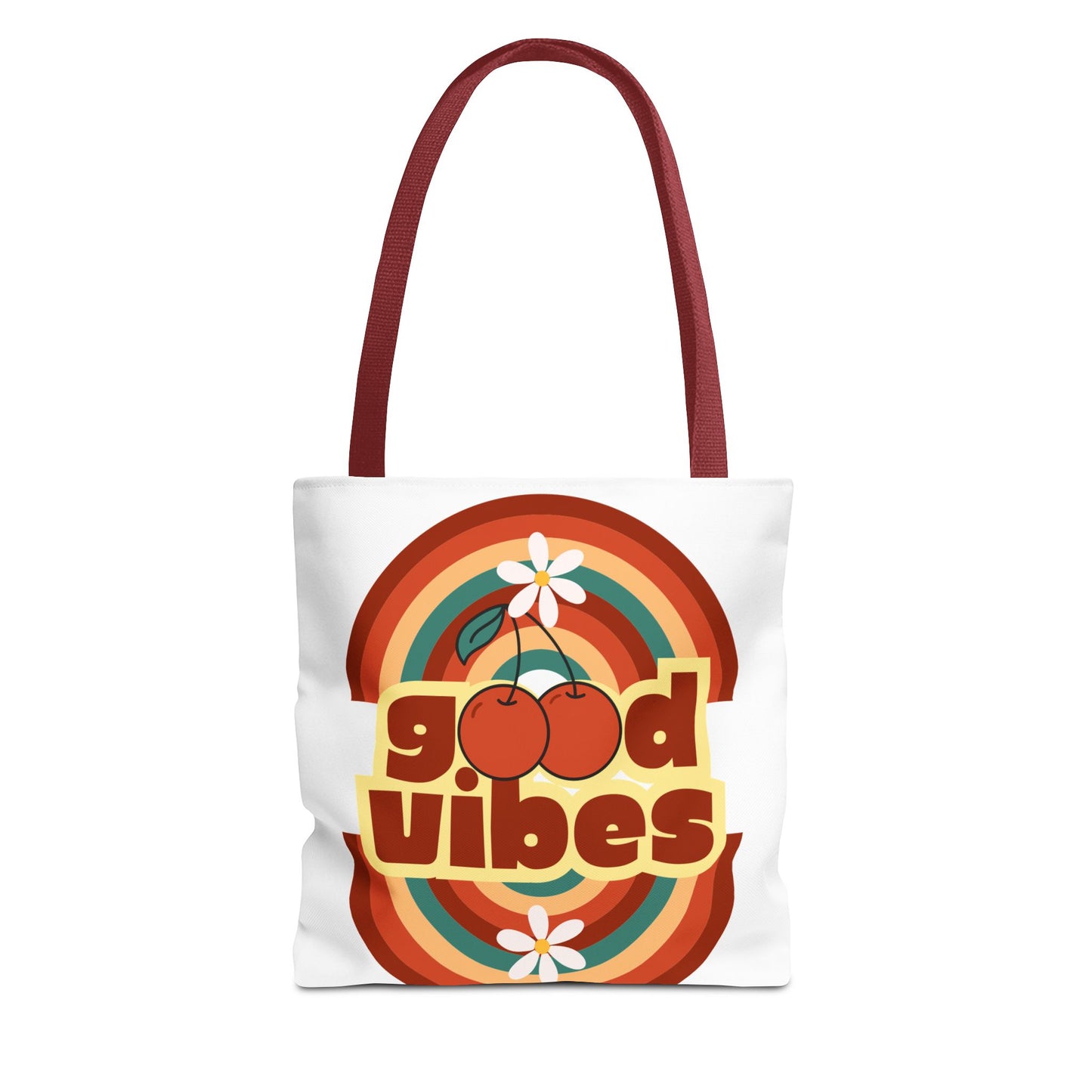 Good Vibes Retro Tote Bag, Chic Carryall, Perfect for Beach Days, Festivals, Everyday Use, Eco-Friendly Shopping