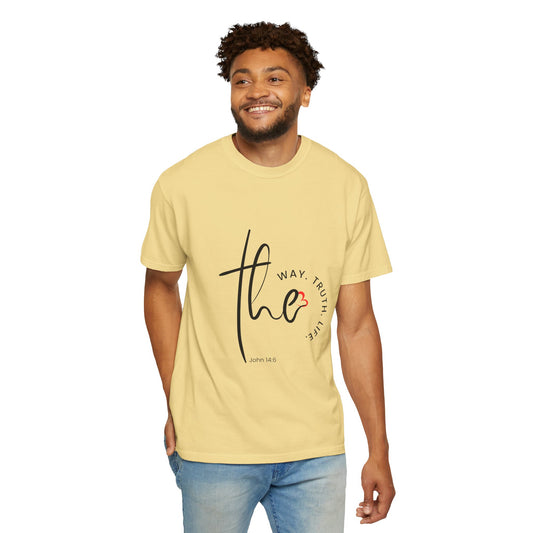 Faith-Inspired Garment-Dyed Tee – The Way, The Truth, The Life | Christian Apparel, Bible Verse T-Shirt, Religious Gift