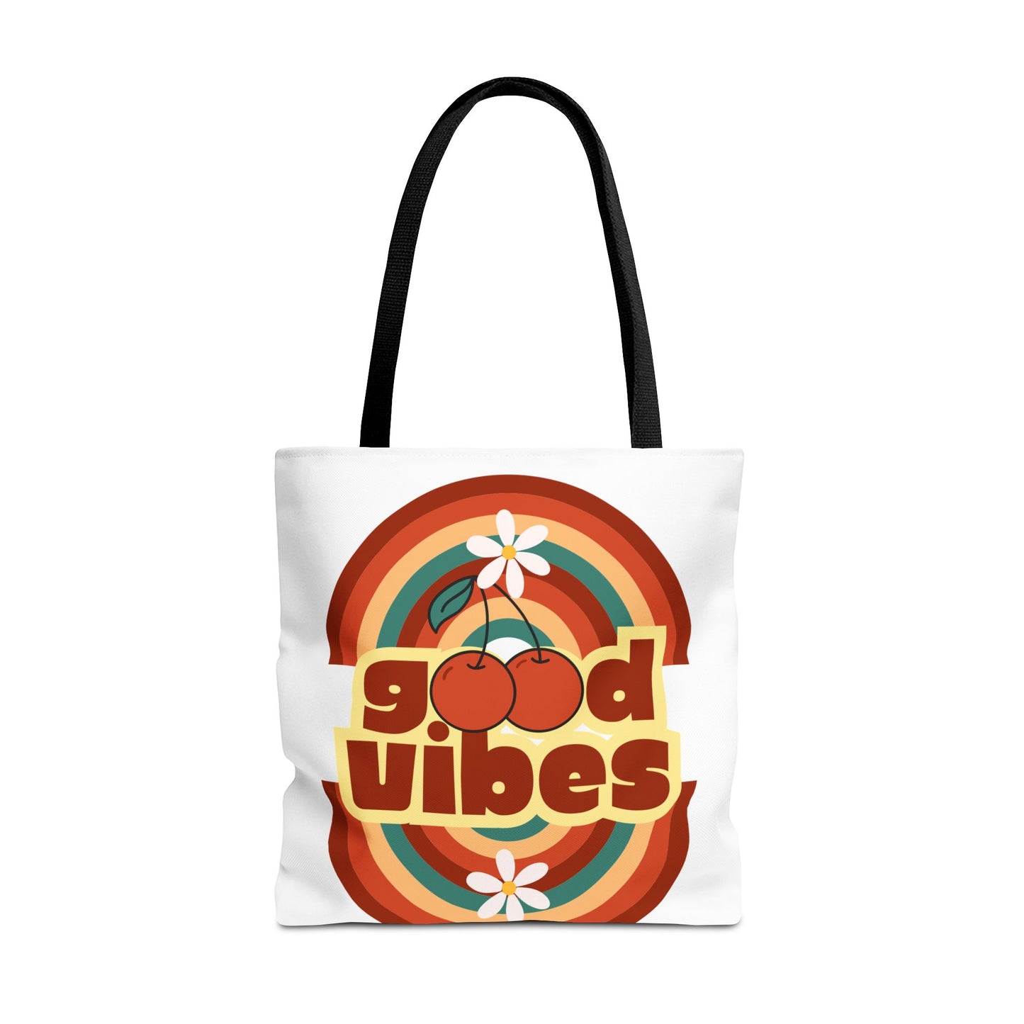 Good Vibes Retro Tote Bag, Chic Carryall, Perfect for Beach Days, Festivals, Everyday Use, Eco-Friendly Shopping