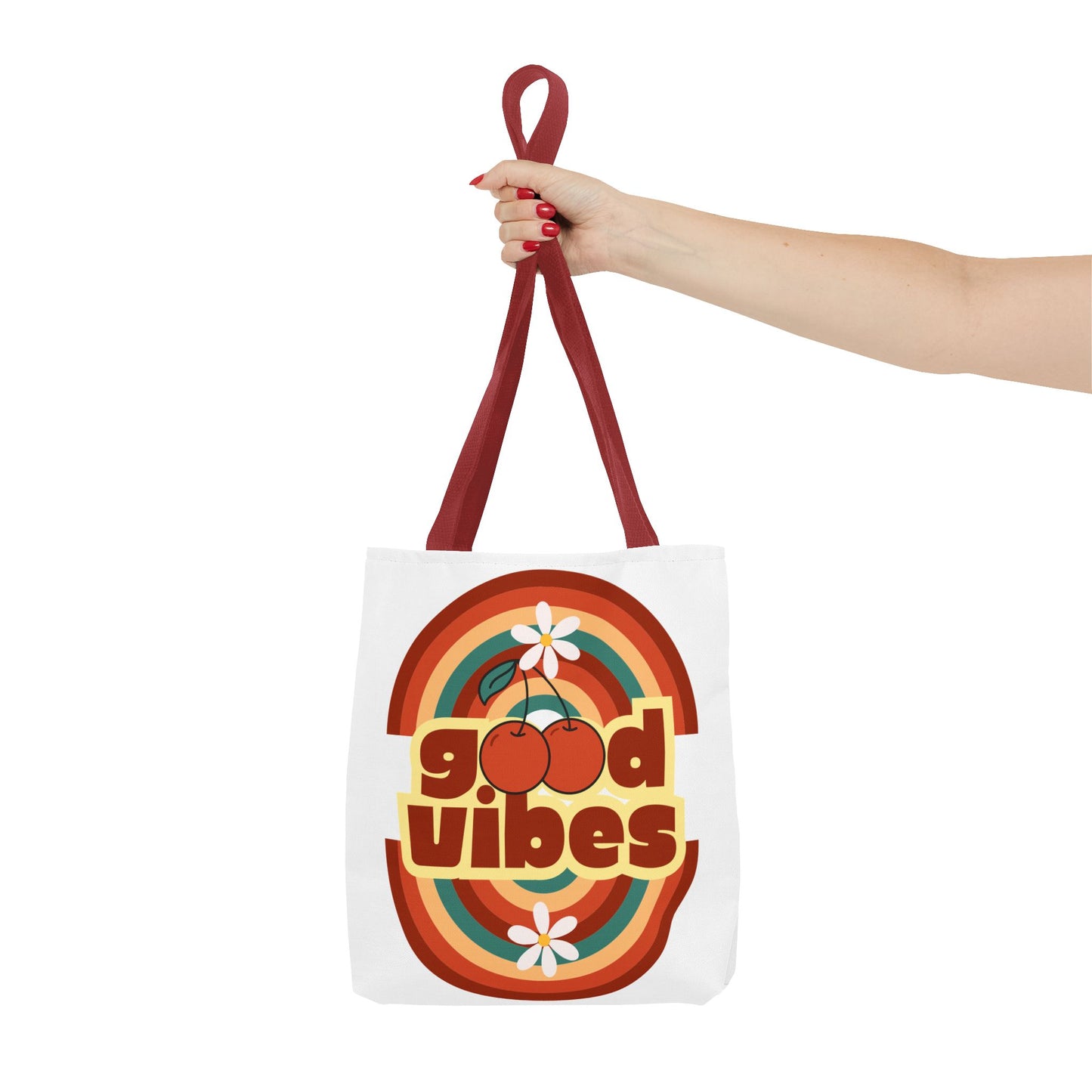 Good Vibes Retro Tote Bag, Chic Carryall, Perfect for Beach Days, Festivals, Everyday Use, Eco-Friendly Shopping