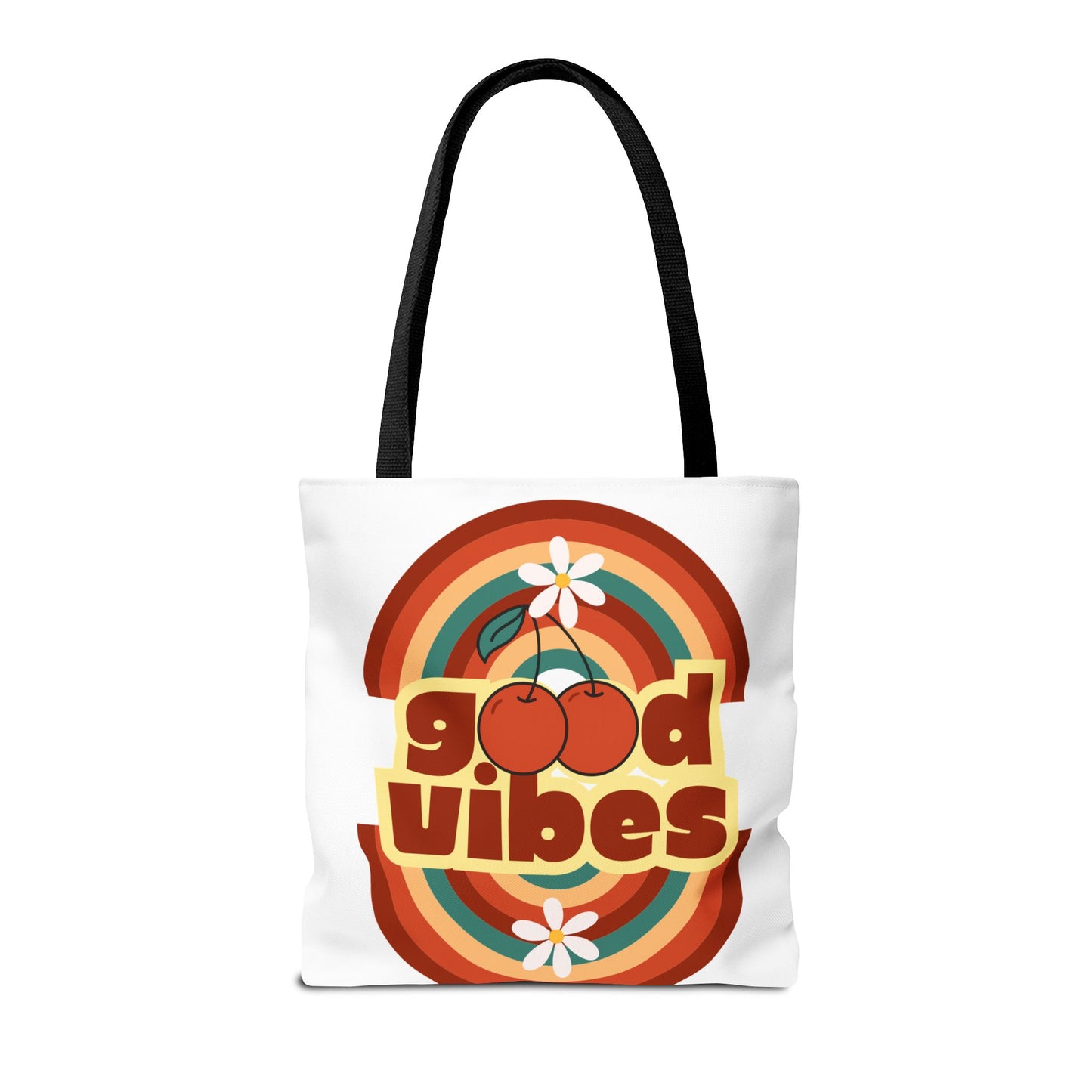 Good Vibes Retro Tote Bag, Chic Carryall, Perfect for Beach Days, Festivals, Everyday Use, Eco-Friendly Shopping