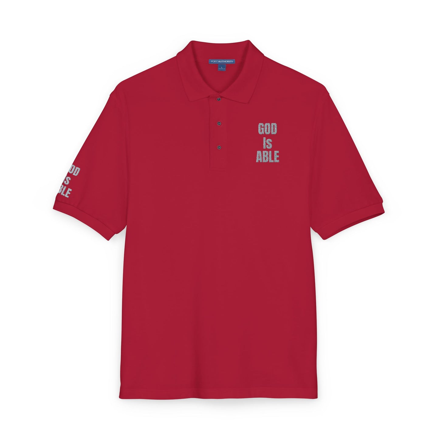 Inspirational Embroidered Polo Shirt - God is Able, Unisex Casual Wear, Perfect Gift for Faith, Daily Comfort, Church Events