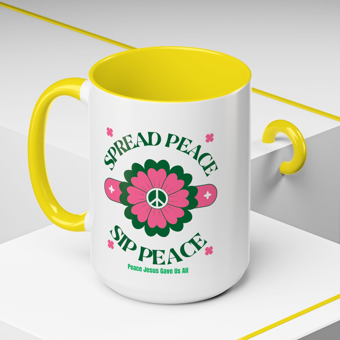 Accent Coffee Mug Ceramic Mug – Spread Peace & Sip Peace (11, 15oz)