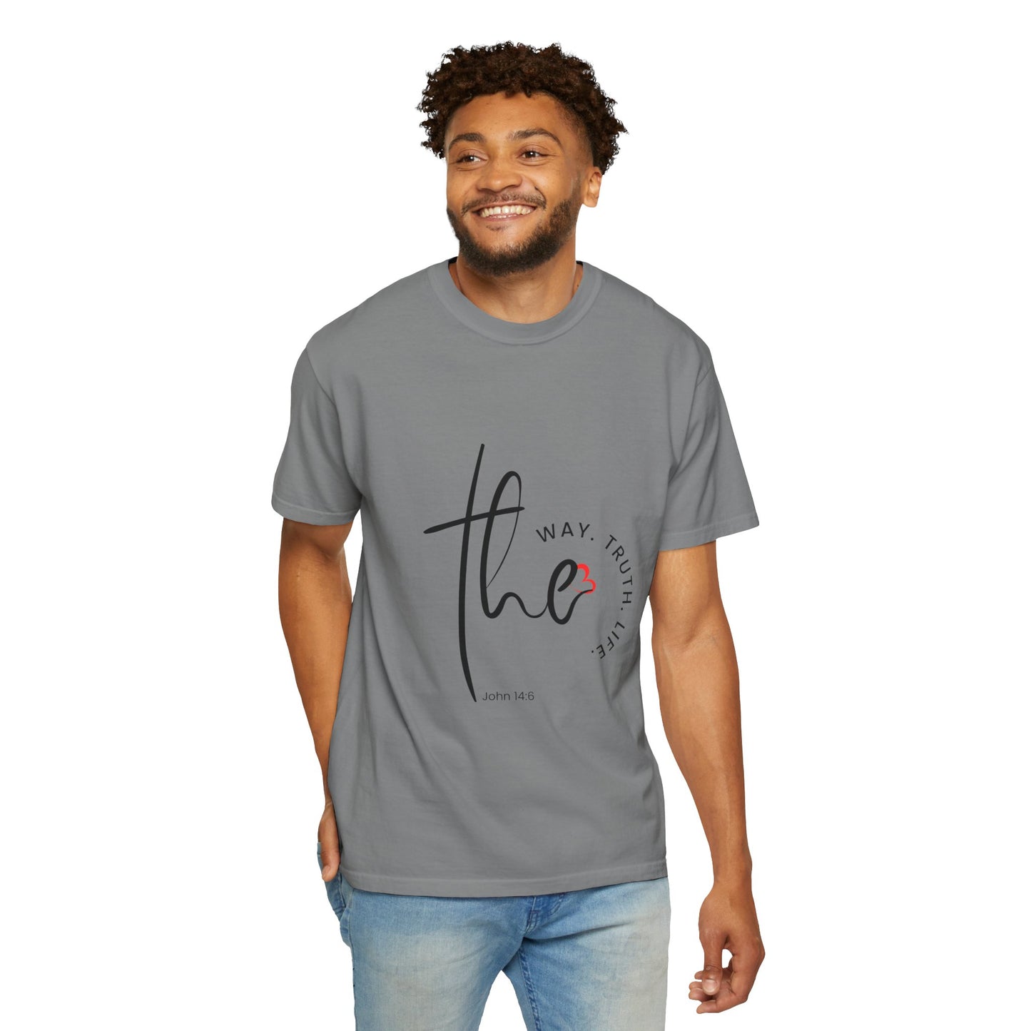 Faith-Inspired Garment-Dyed Tee – The Way, The Truth, The Life | Christian Apparel, Bible Verse T-Shirt, Religious Gift