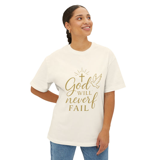 T-Shirt Oversized Boxy Tee God Will Never Fail Inspirational
