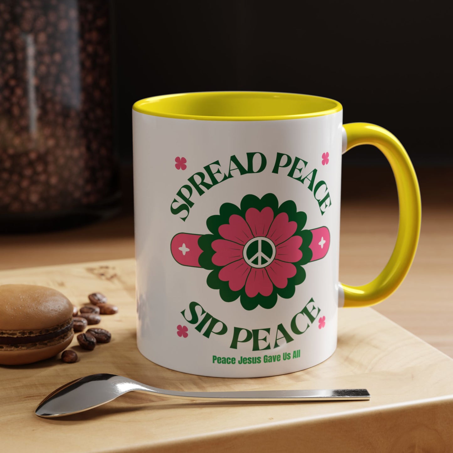 Accent Coffee Mug Ceramic Mug – Spread Peace & Sip Peace (11, 15oz)