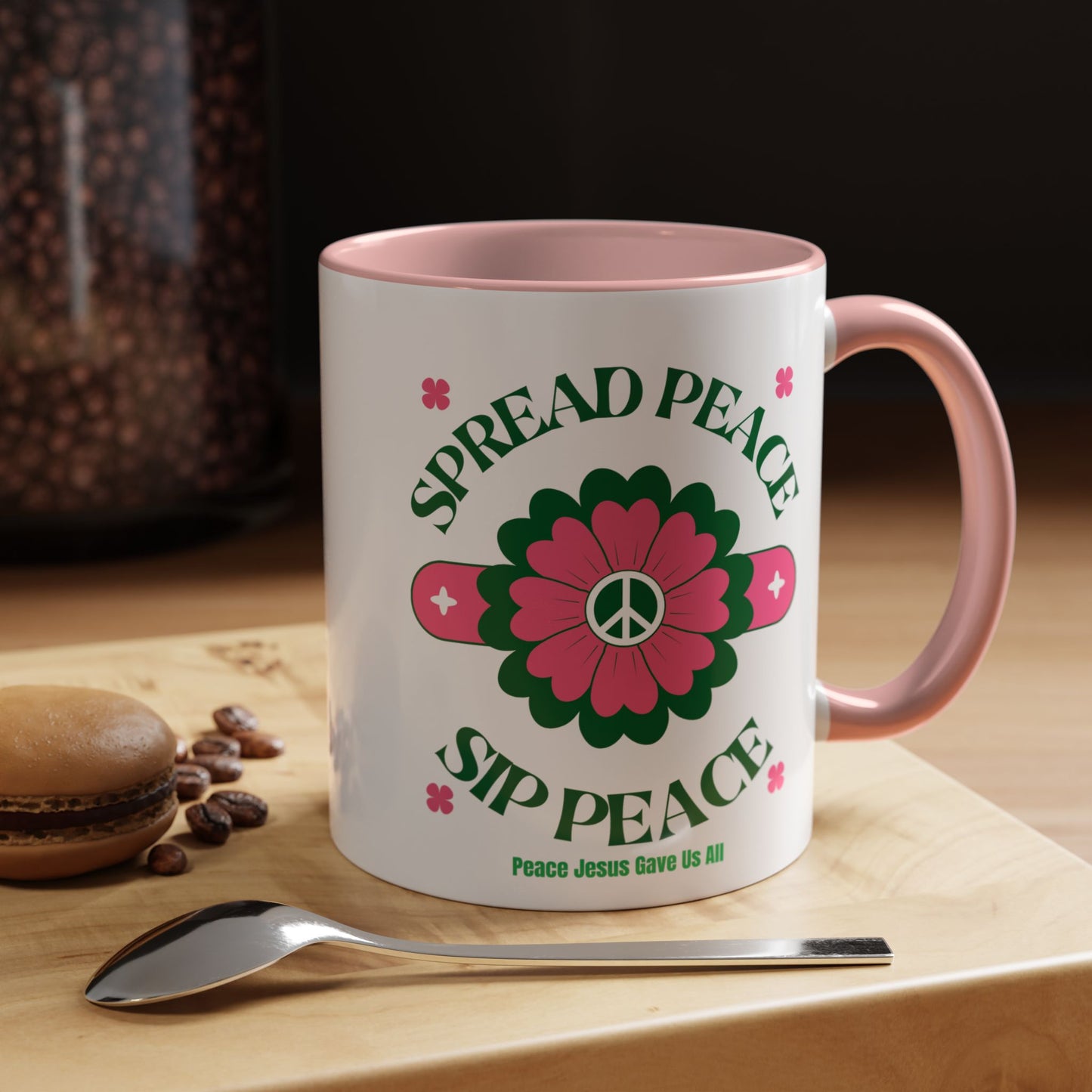 Accent Coffee Mug Ceramic Mug – Spread Peace & Sip Peace (11, 15oz)