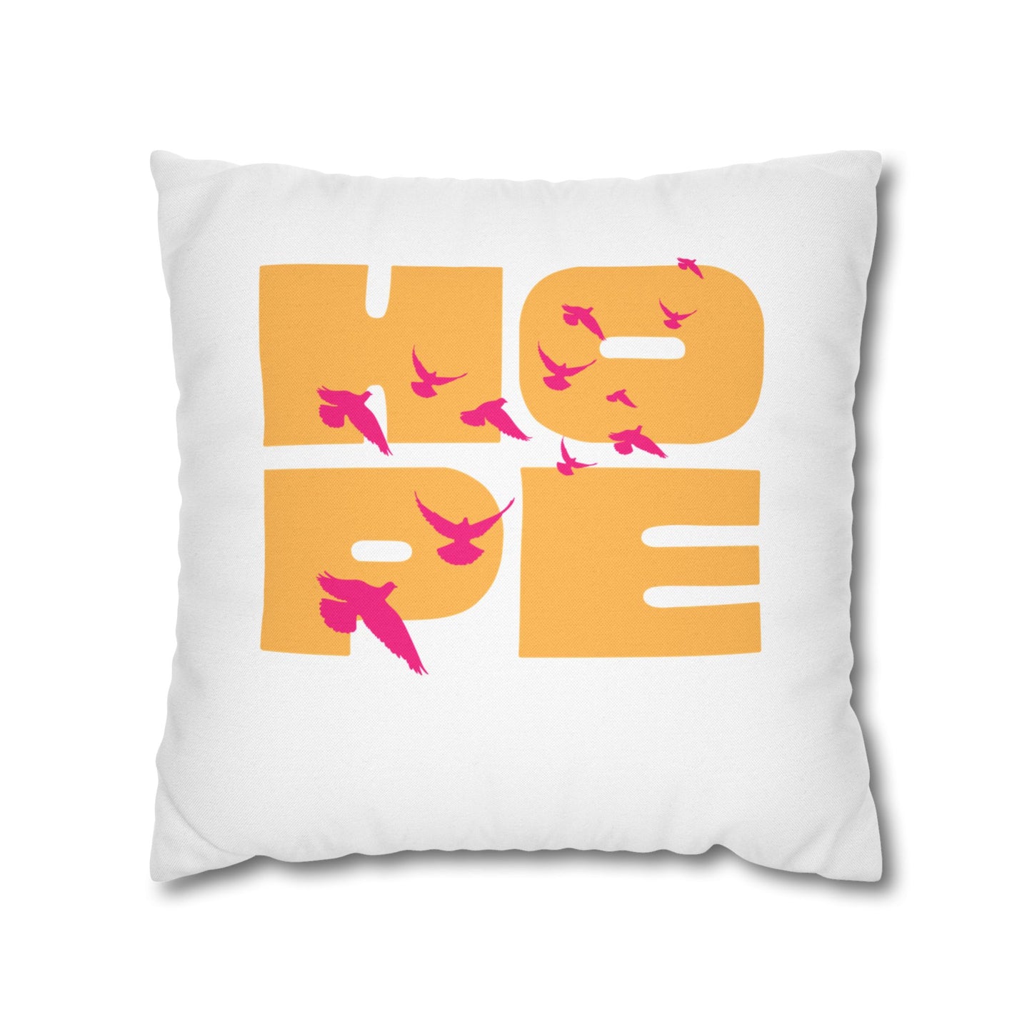 Hopeful Birds Square Pillowcase - Inspirational Home Decor, Cozy Cushion, Gift for Friends, Modern Living Room Accent, Motivational Decor
