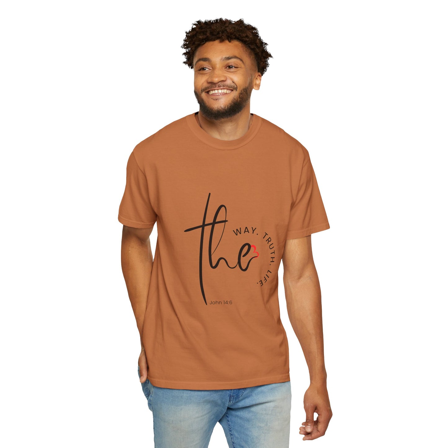 Faith-Inspired Garment-Dyed Tee – The Way, The Truth, The Life | Christian Apparel, Bible Verse T-Shirt, Religious Gift