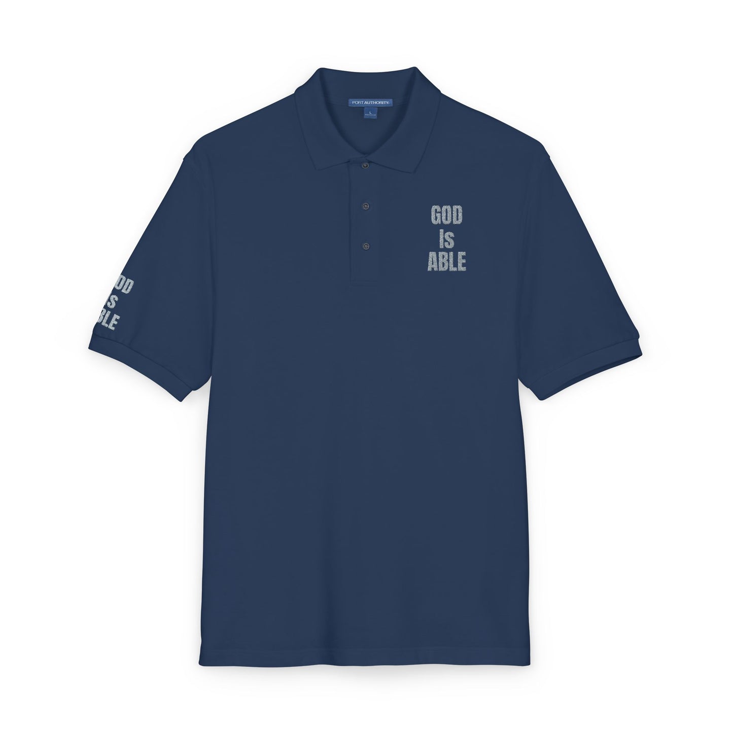 Inspirational Embroidered Polo Shirt - God is Able, Unisex Casual Wear, Perfect Gift for Faith, Daily Comfort, Church Events