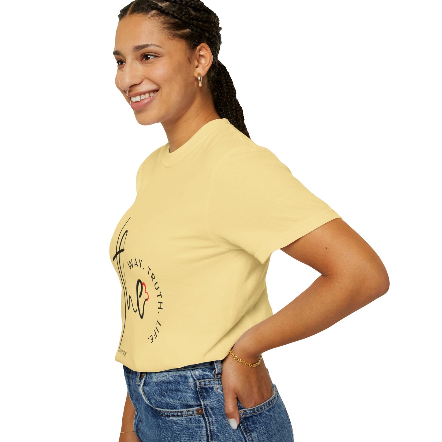 Faith-Inspired Garment-Dyed Tee – The Way, The Truth, The Life | Christian Apparel, Bible Verse T-Shirt, Religious Gift